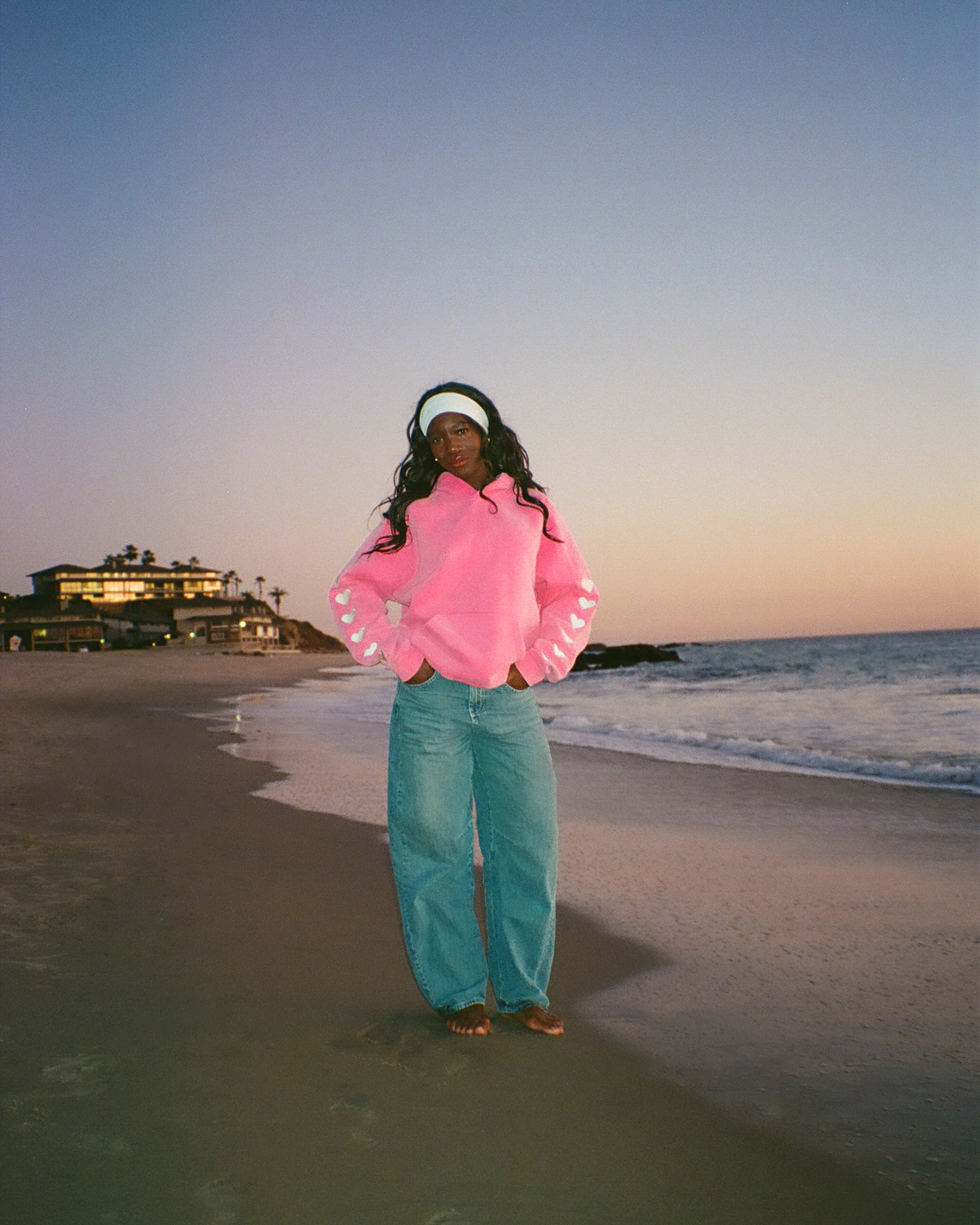 "Heart on My Sleeve" Oversized Lux Hoodie in Vintage Washed Pink