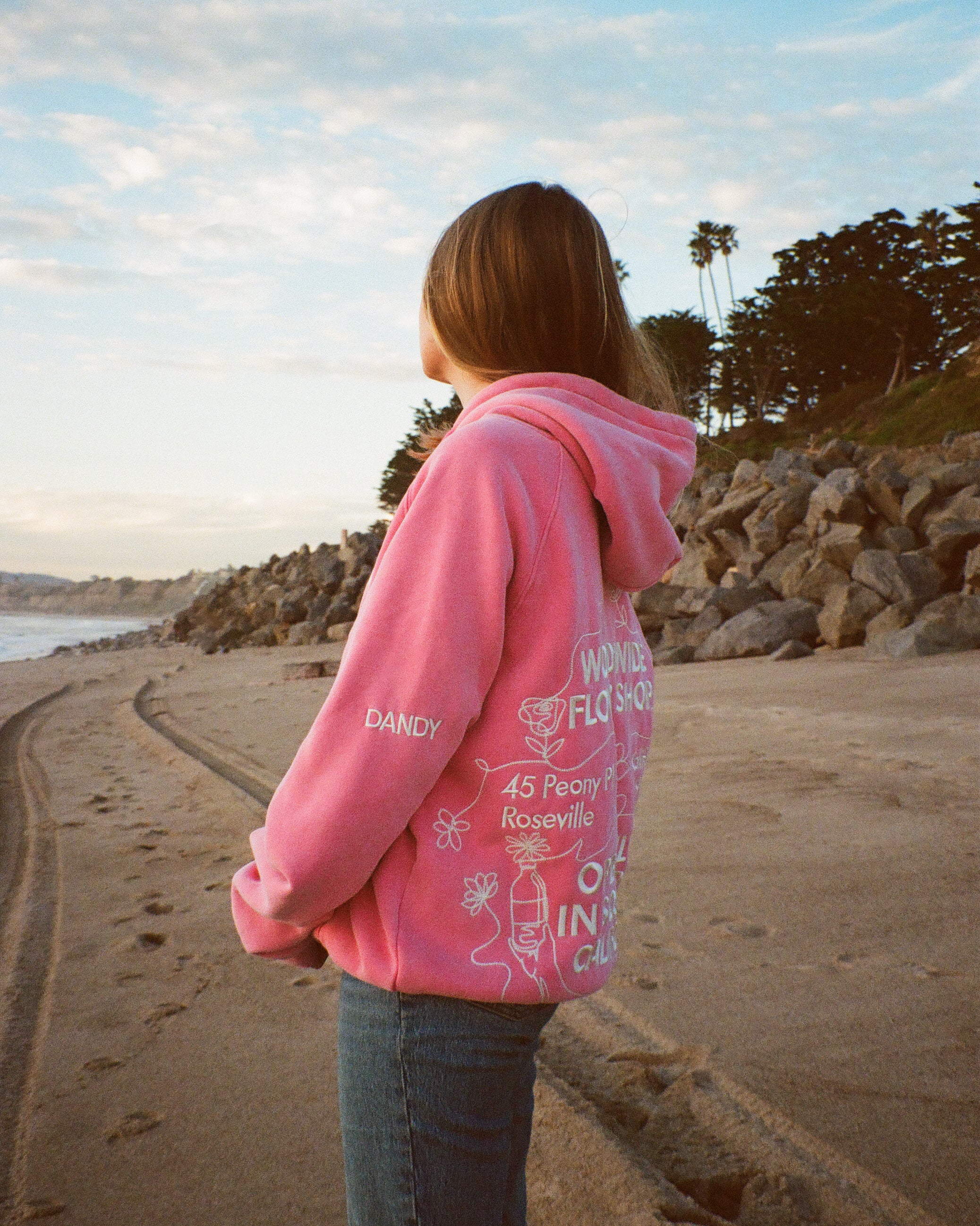 "Flower Shop" Oversized Lux Hoodie in Vintage Washed Pink