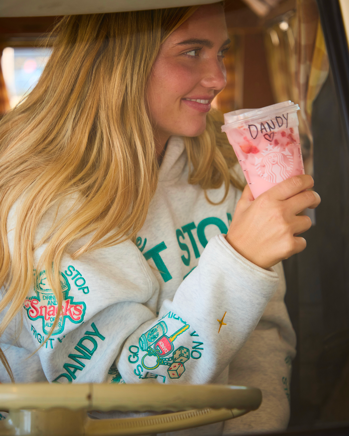 DANDY + STARBUCKS "Pit Stop" Hoodie in Heather Grey