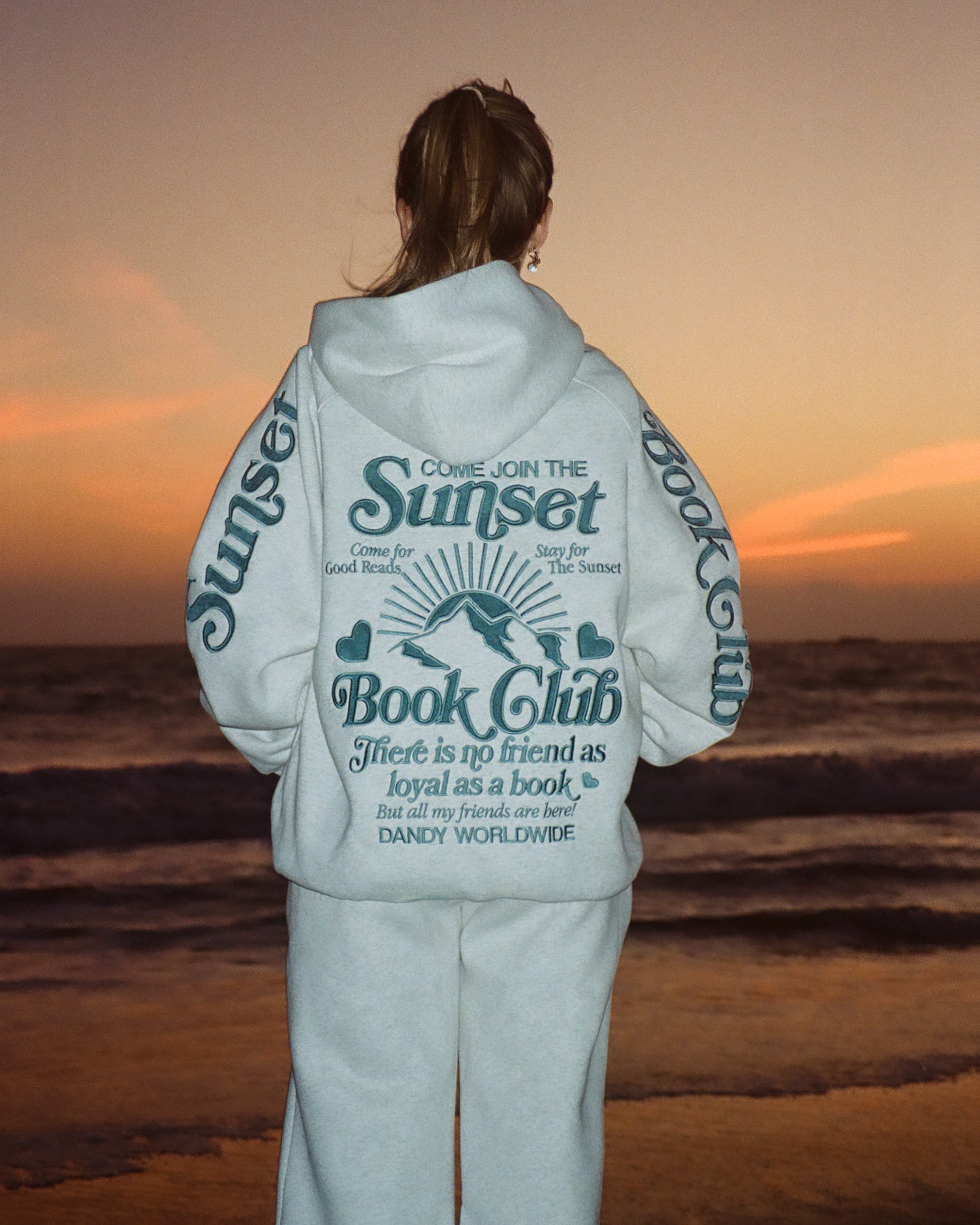 "Book Club" Oversized Lux Hoodie in Heather Gray and Blue