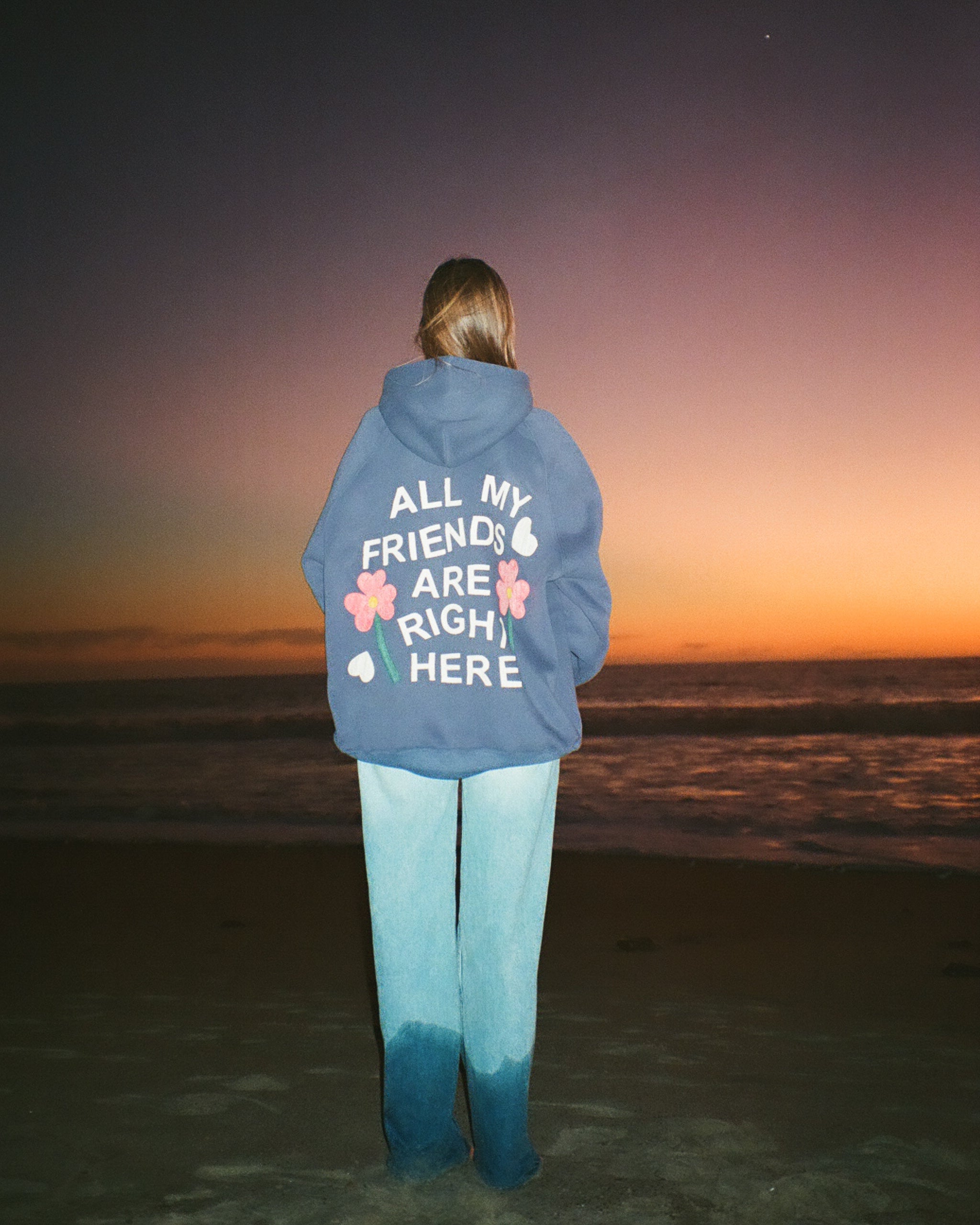 "All my Friends" Oversized Lux Hoodie in Blue