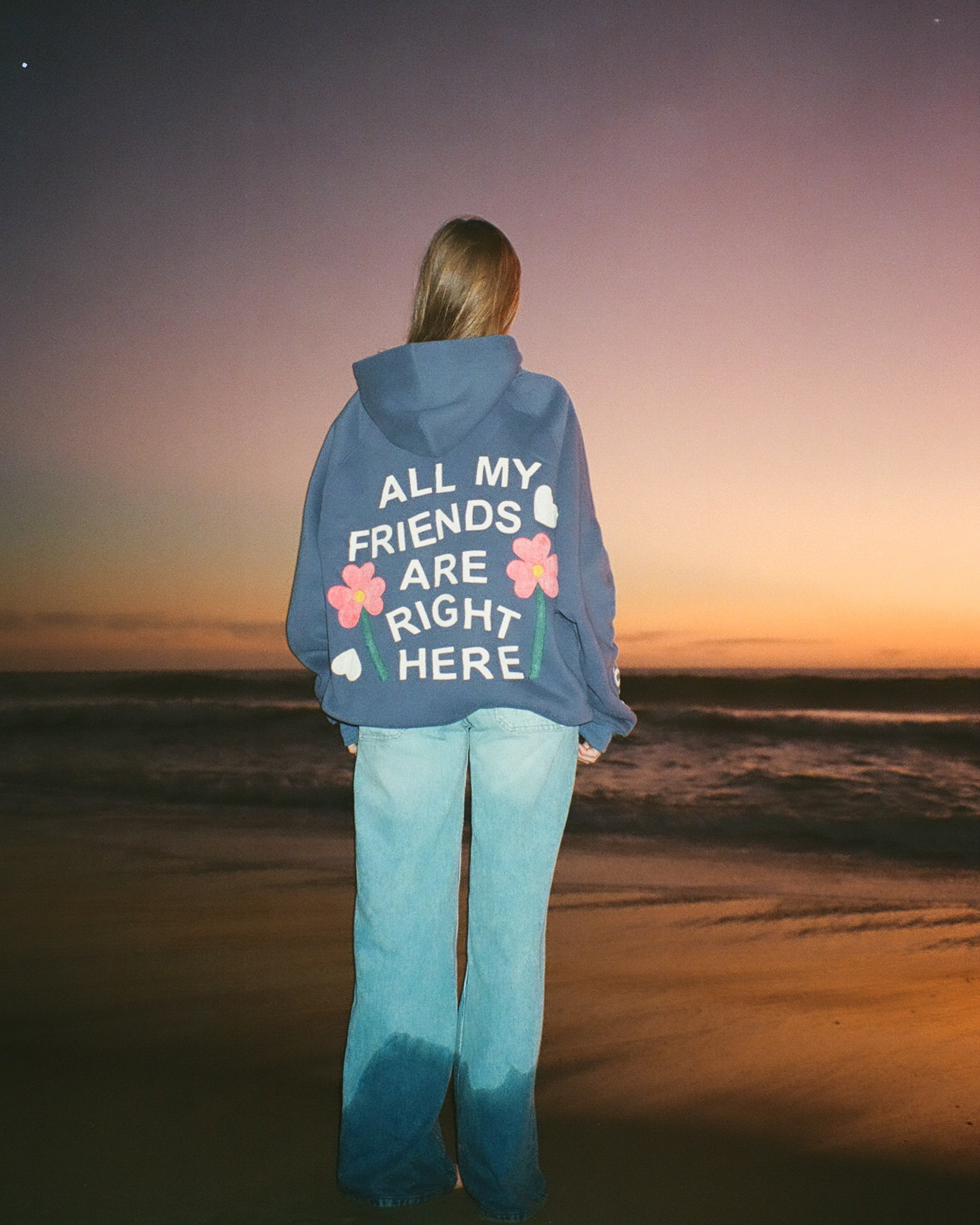 "All my Friends" Oversized Lux Hoodie in Blue