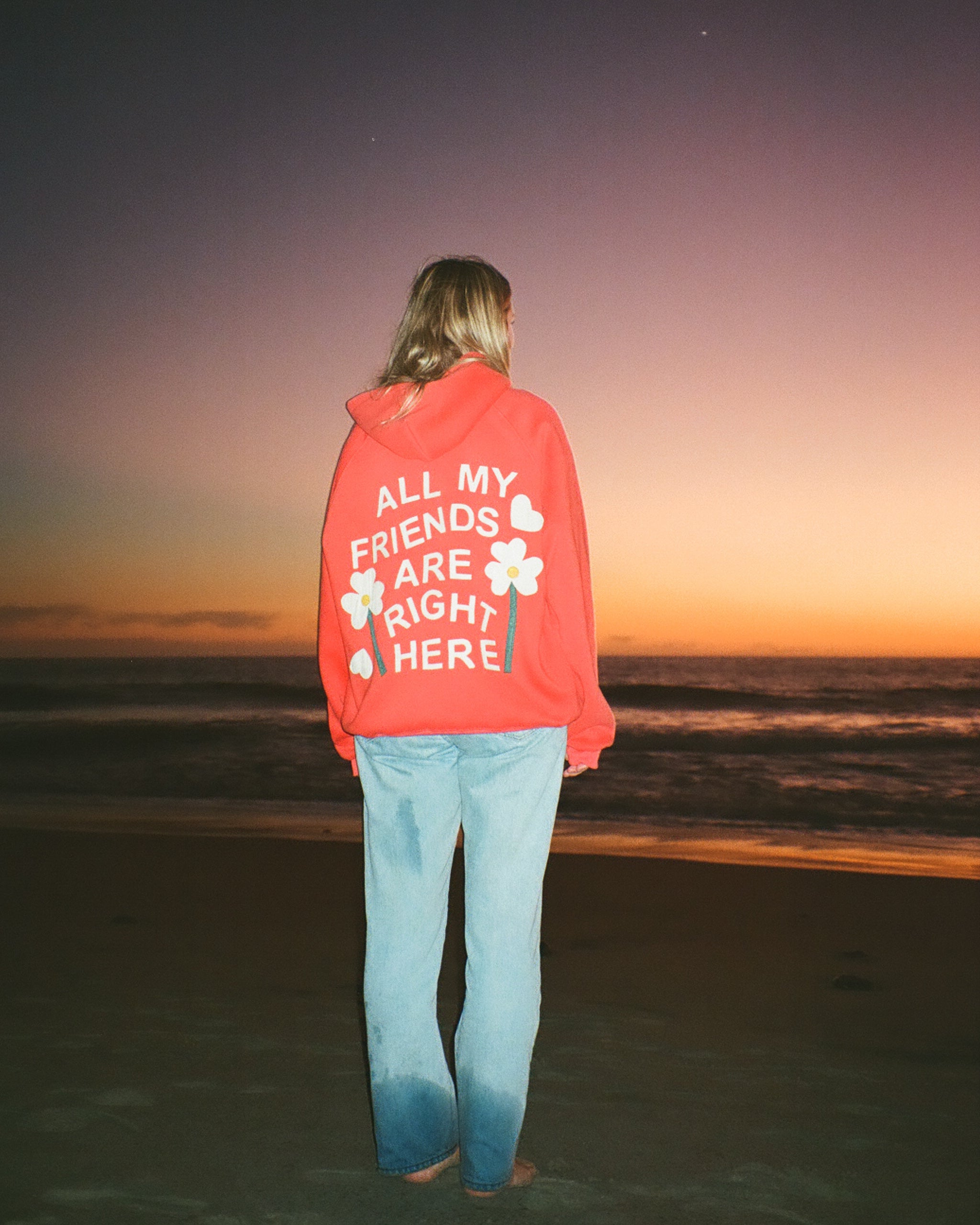 "All my Friends" Oversized Lux Hoodie in Red