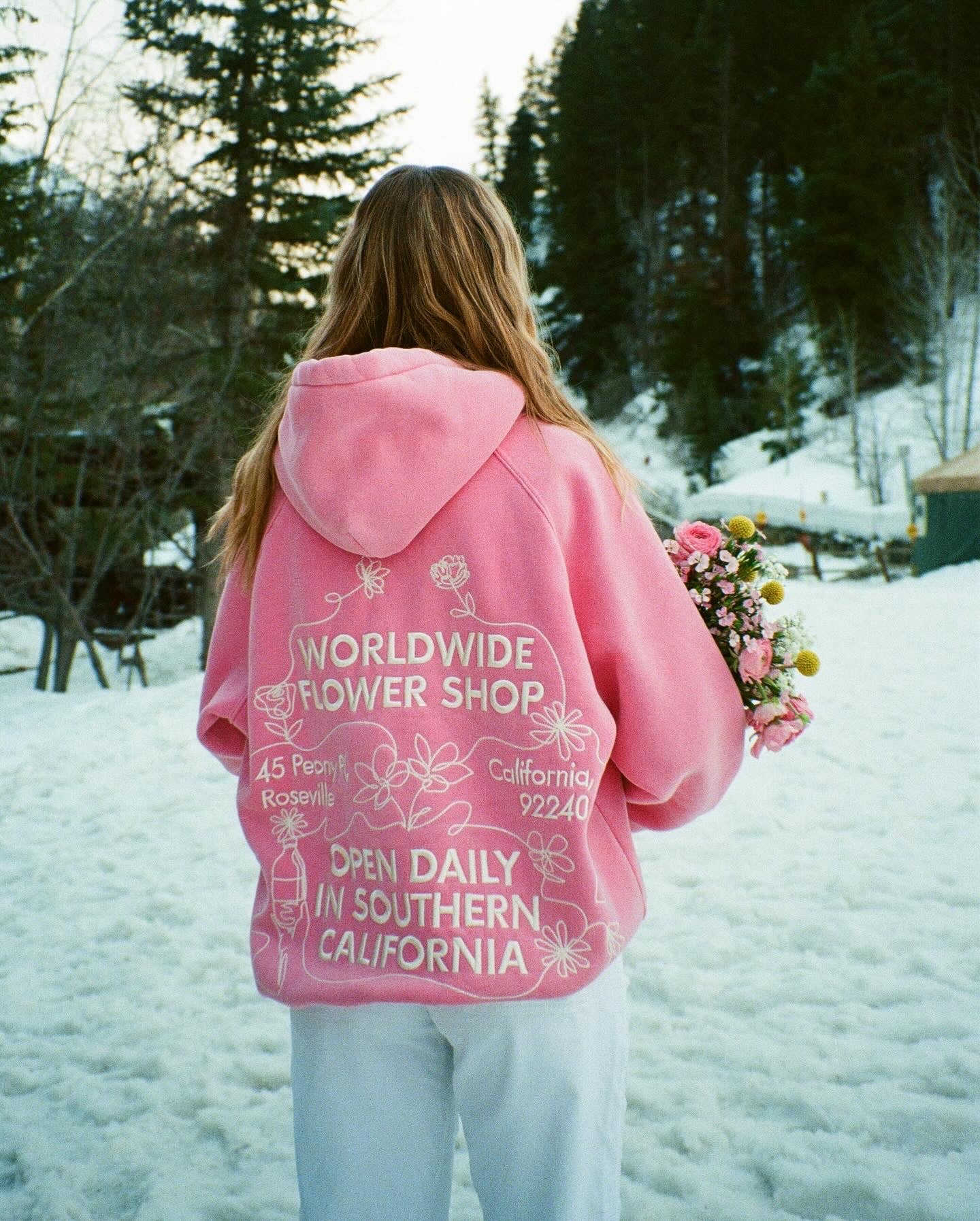 "Flower Shop" Oversized Lux Hoodie in Vintage Washed Pink