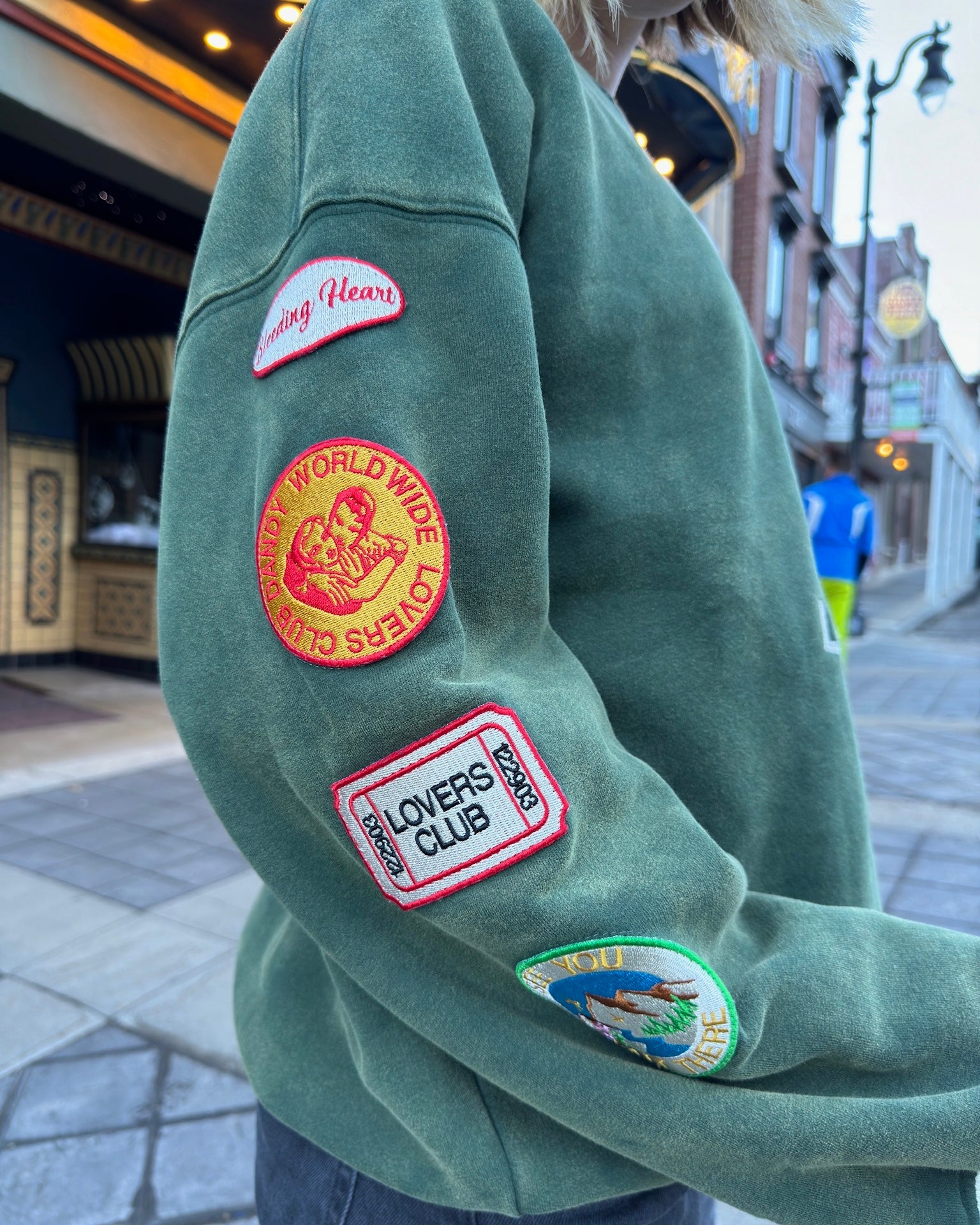 "Lovers Club" Crew Neck in Vintage Washed Green