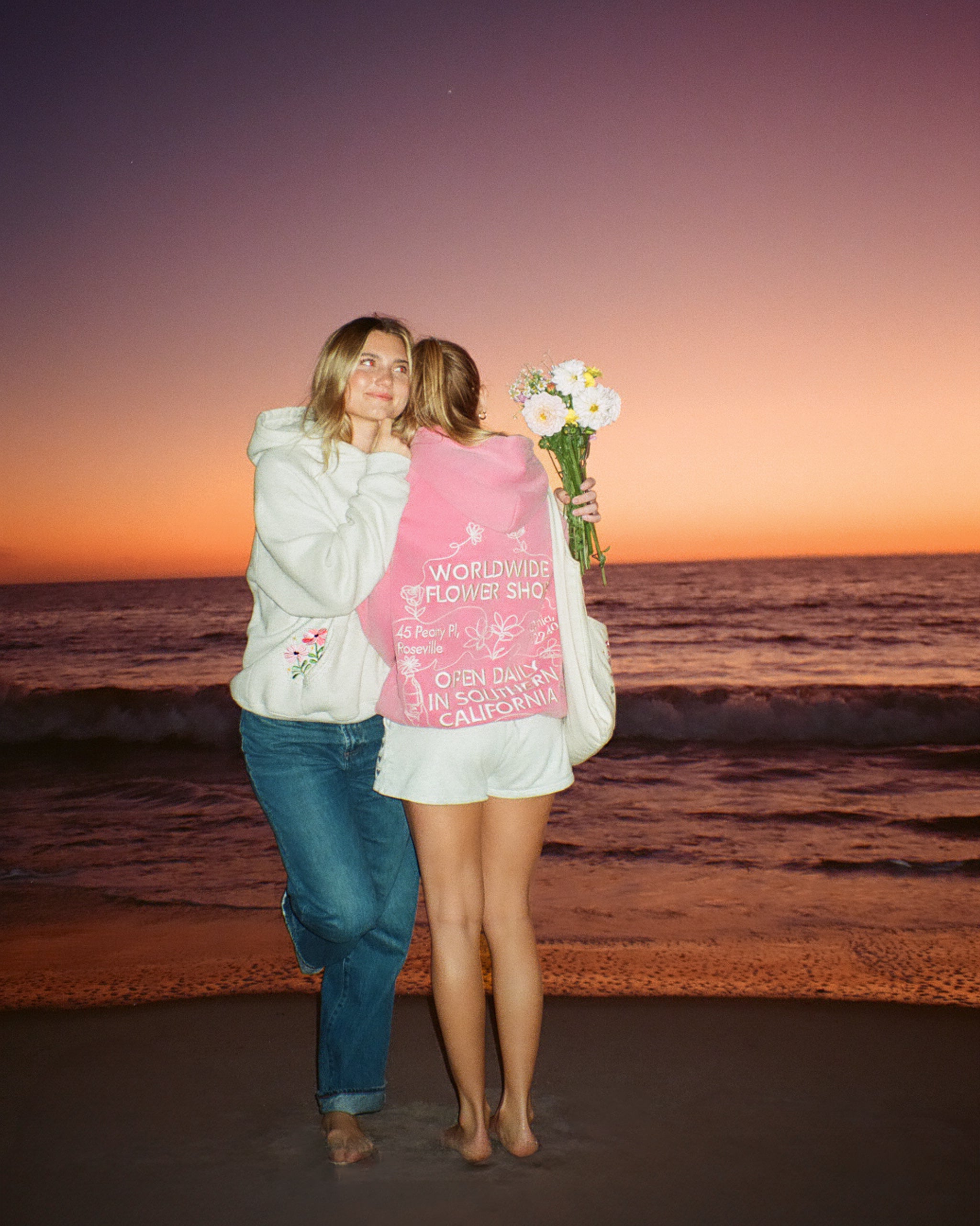 "Flower Shop" Oversized Lux Hoodie in Vintage Washed Pink