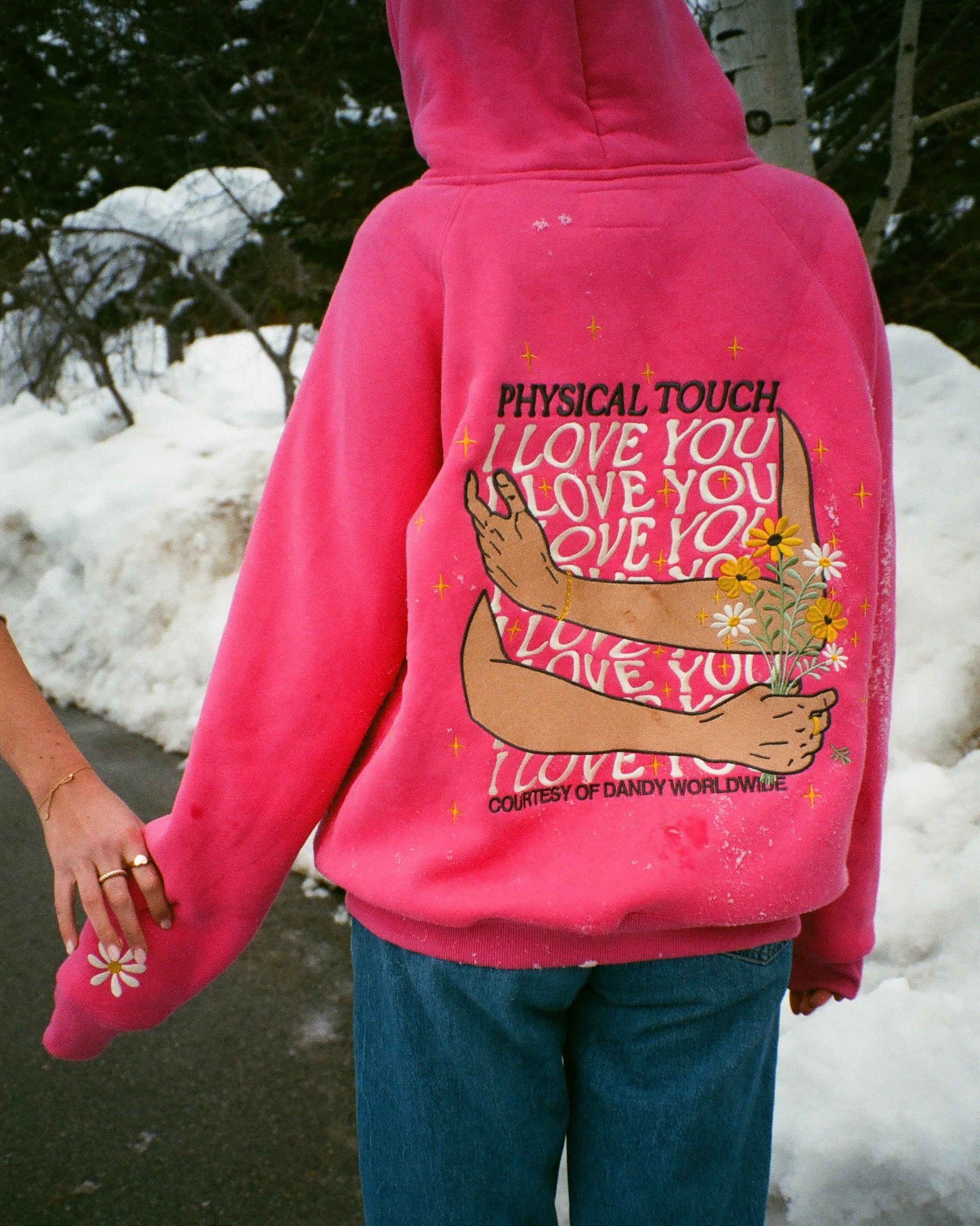 "Physical Touch" Oversized Lux Hoodie in Hot Pink