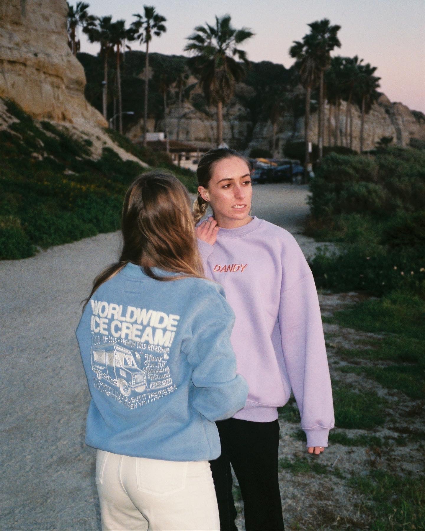 "Let's Watch the Sunset" Embroidered Crew Neck in Lavender