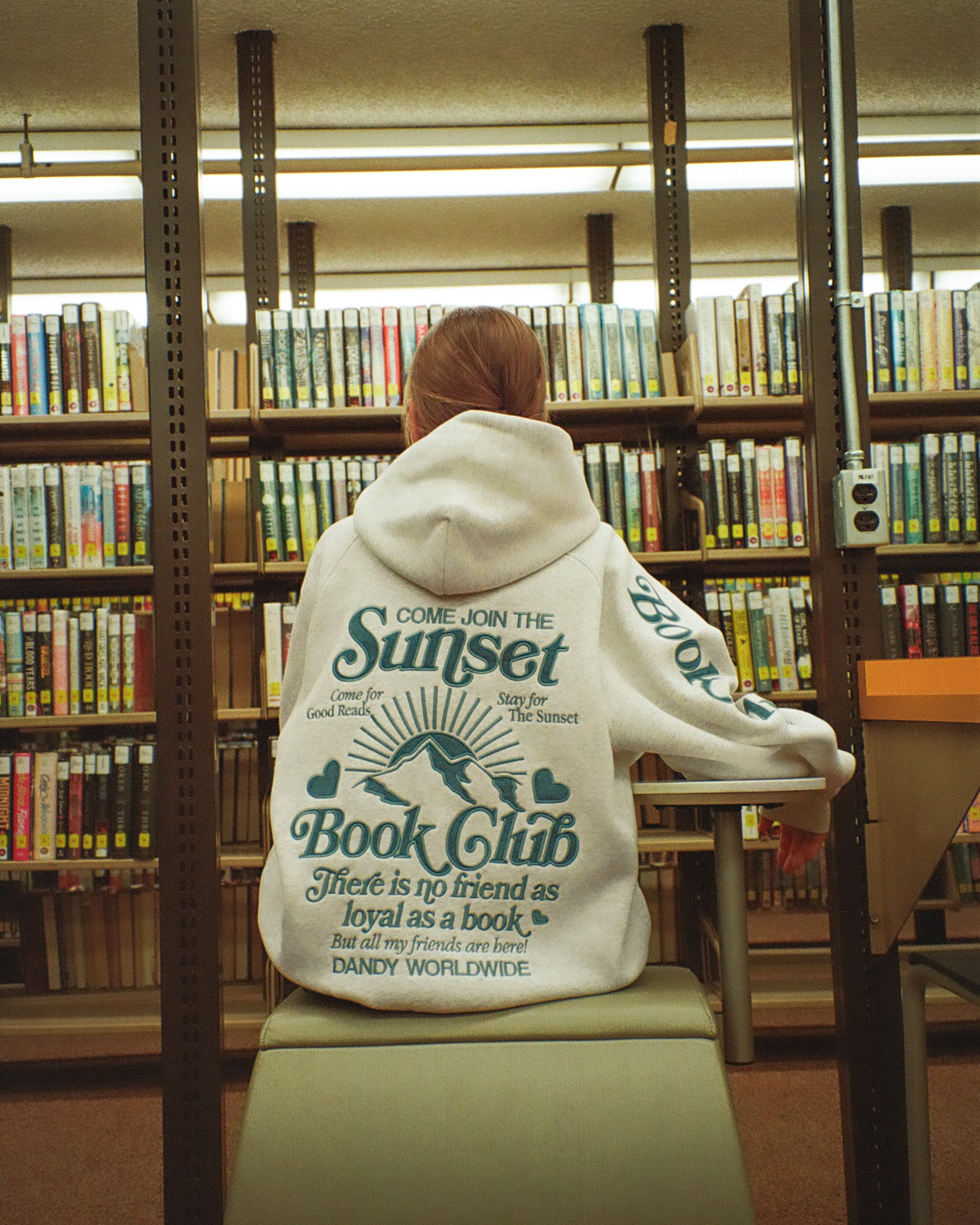 "Book Club" Oversized Lux Hoodie in Heather Gray and Blue