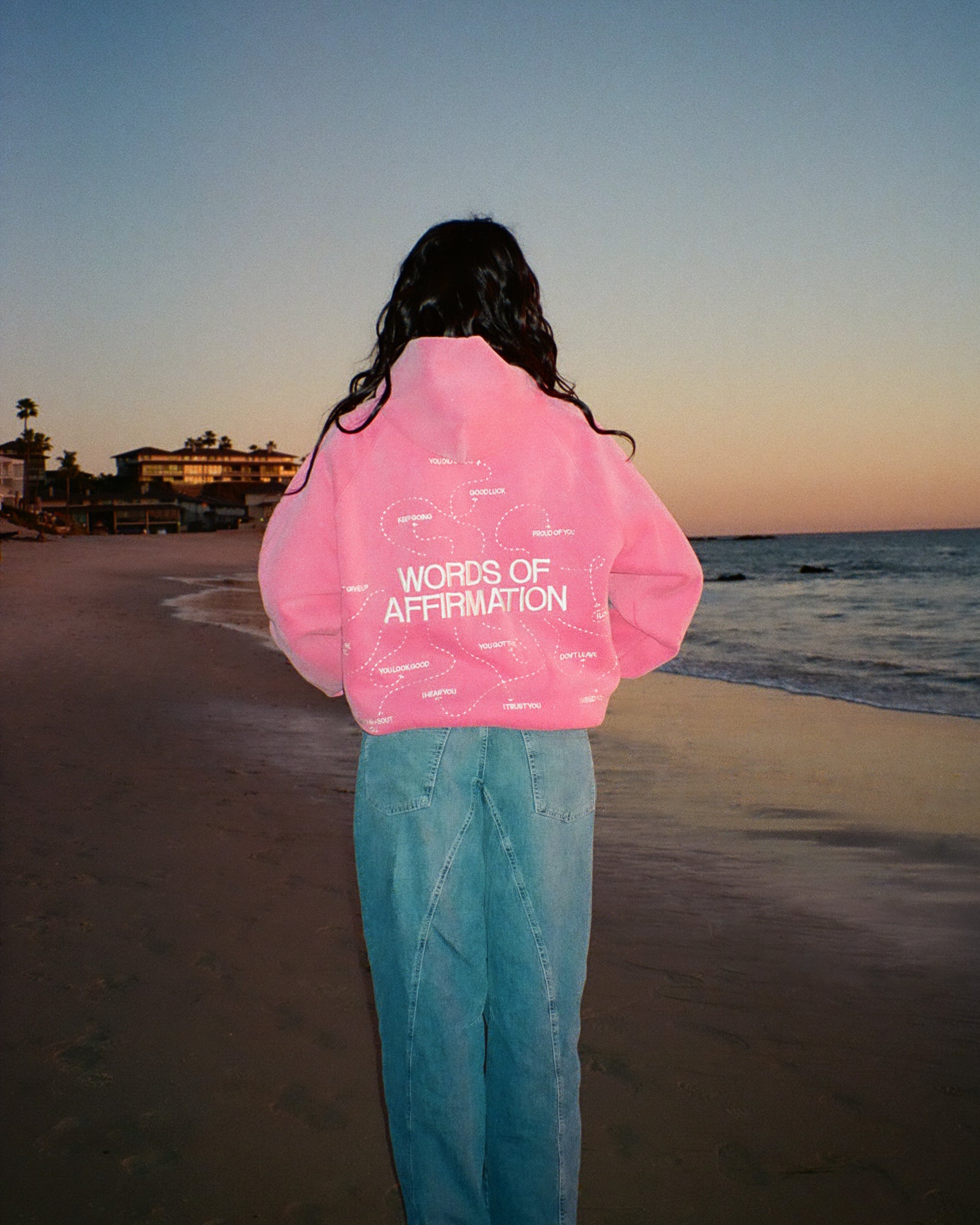"Words of Affirmation" Oversized Lux Hoodie in Vintage Washed Pink