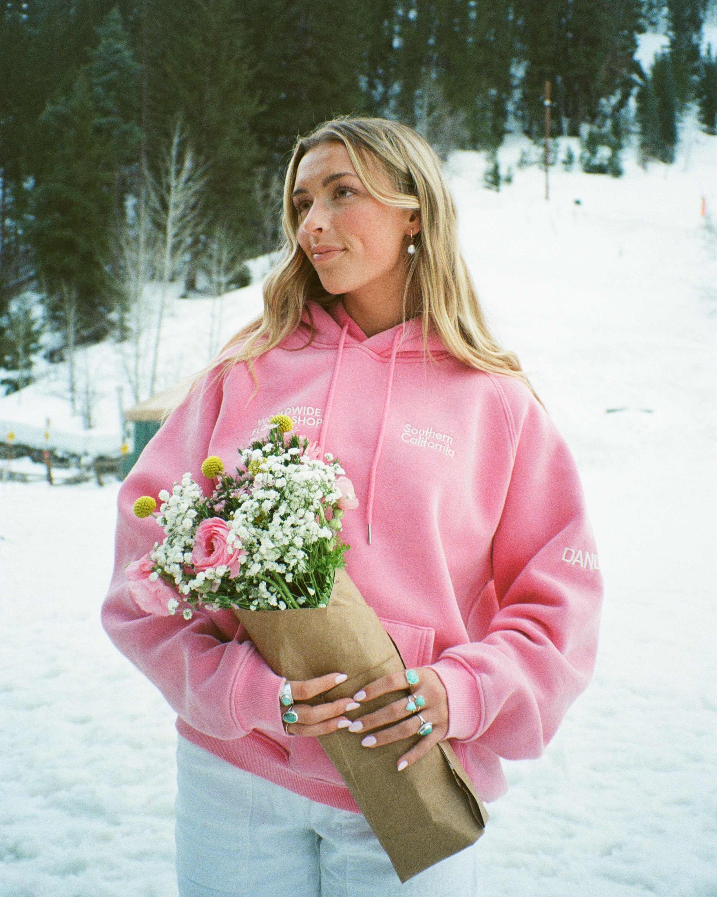 "Flower Shop" Oversized Lux Hoodie in Vintage Washed Pink