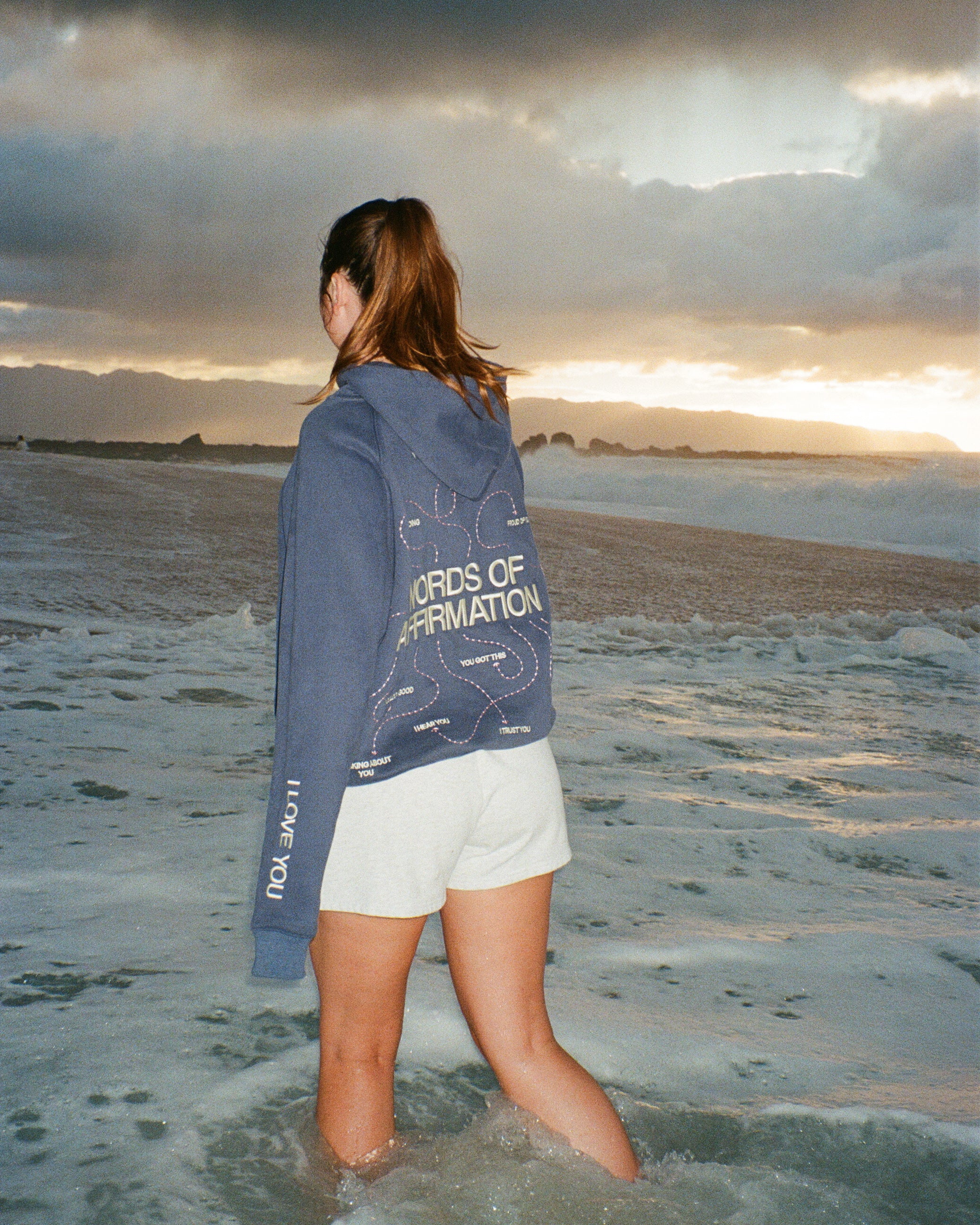 "Words of Affirmation" Oversized Lux Hoodie in Blue