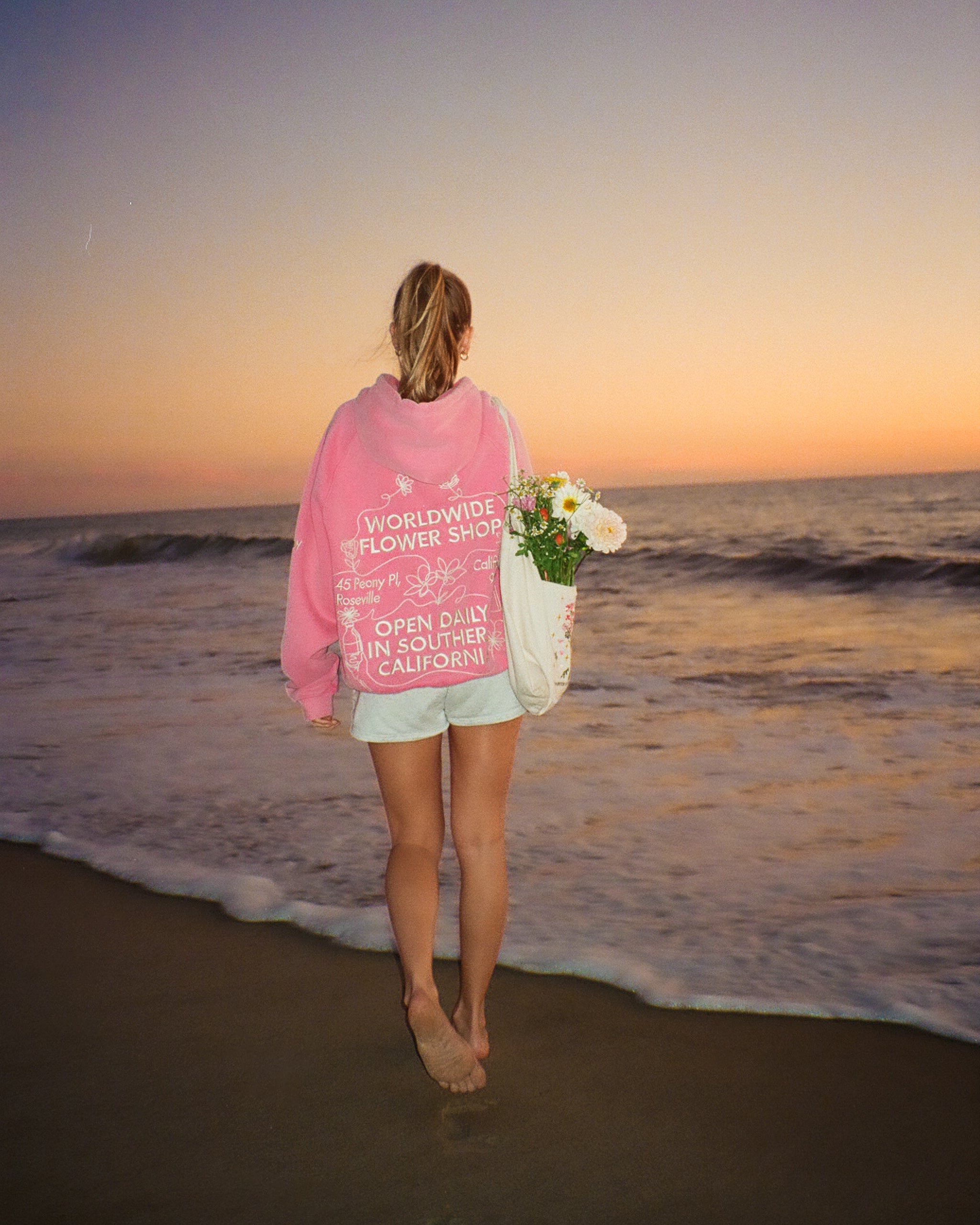 "Flower Shop" Oversized Lux Hoodie in Vintage Washed Pink