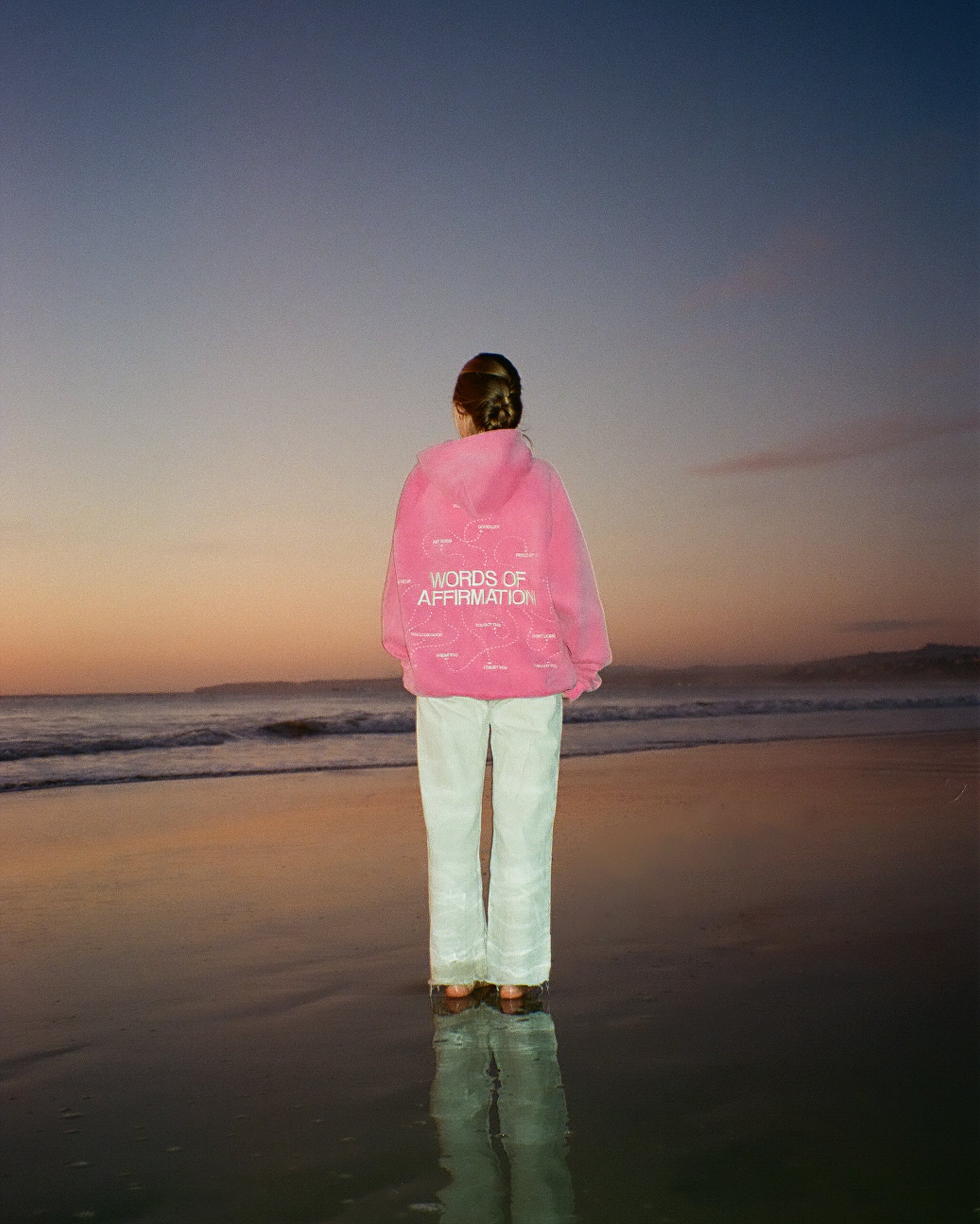 "Words of Affirmation" Oversized Lux Hoodie in Vintage Washed Pink