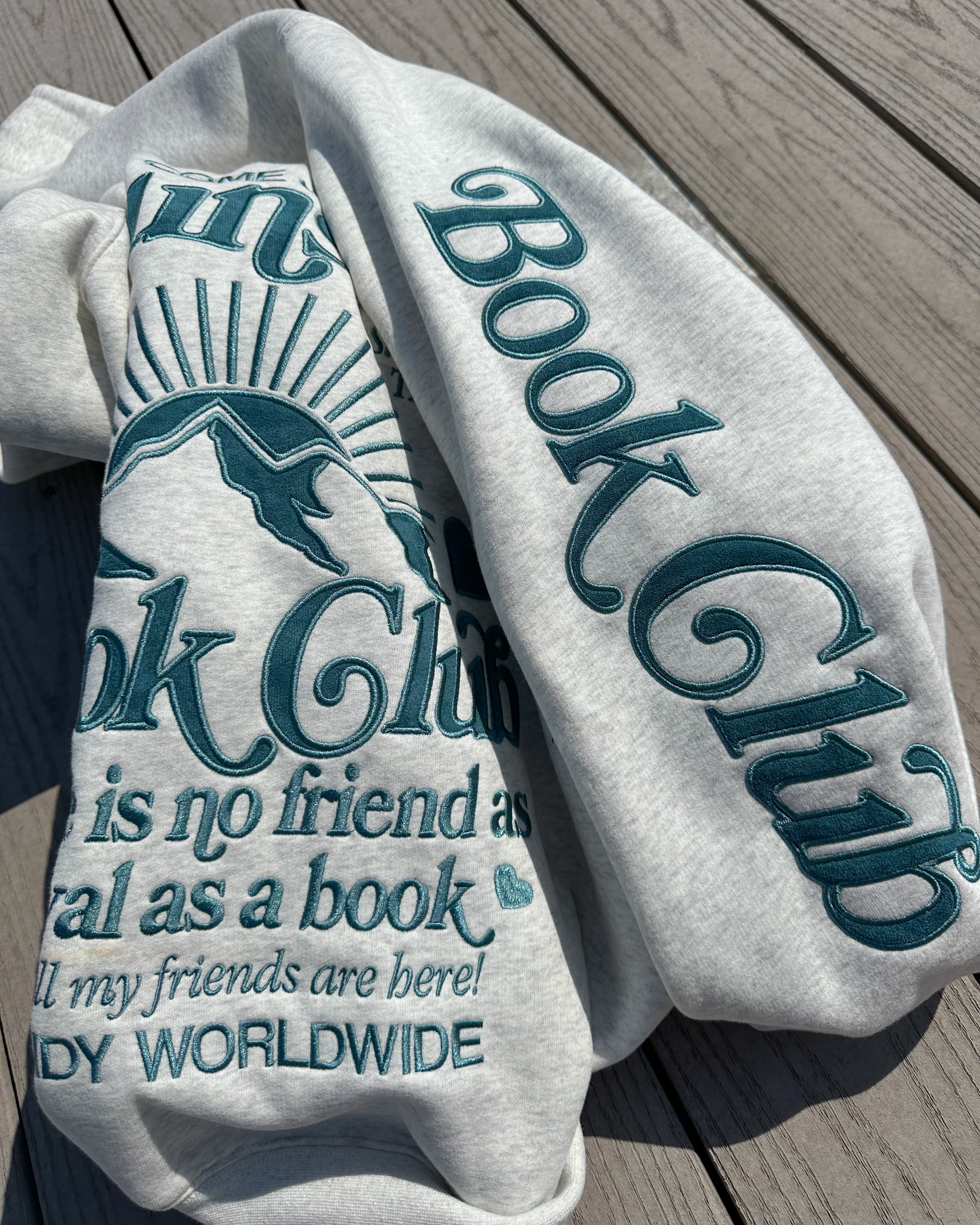 "Book Club" Oversized Lux Hoodie in Heather Gray and Blue