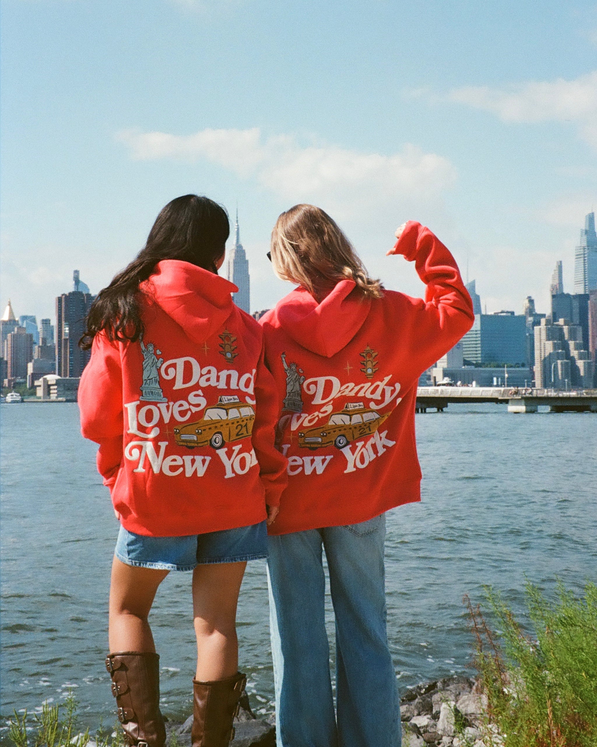 "New York" Oversized Lux Hoodie in Red