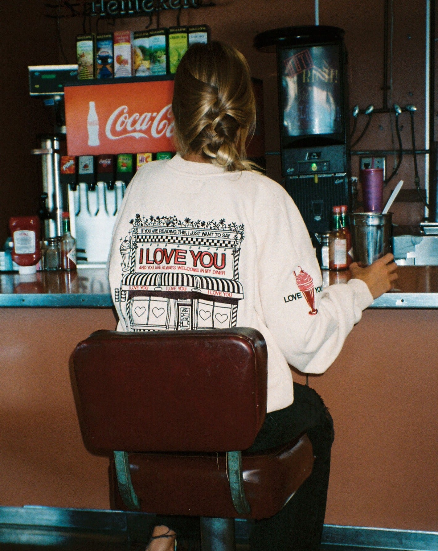 "Diner" Crew Neck in Cream