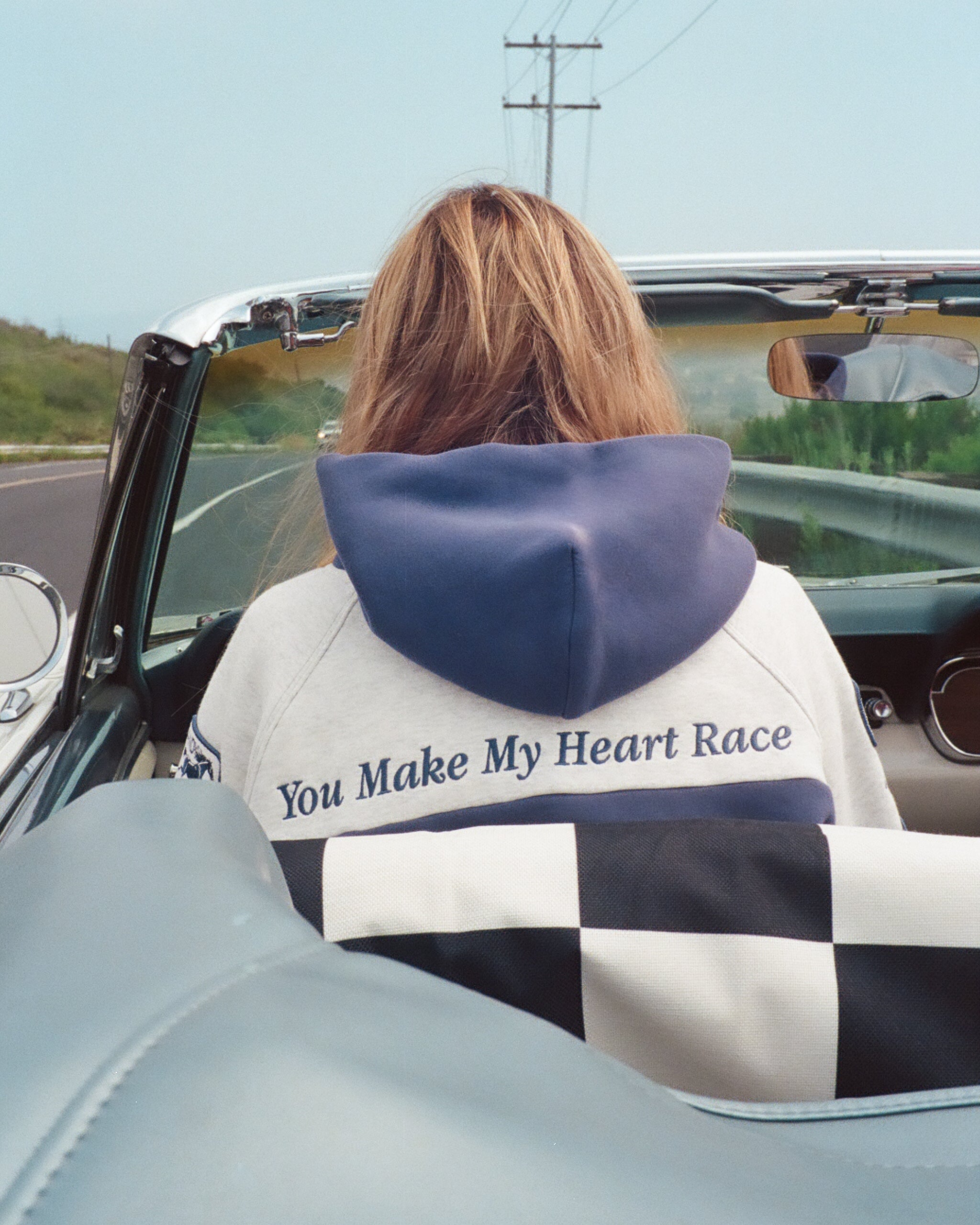 "Racing Heart" Oversized Lux Hoodie in Blue