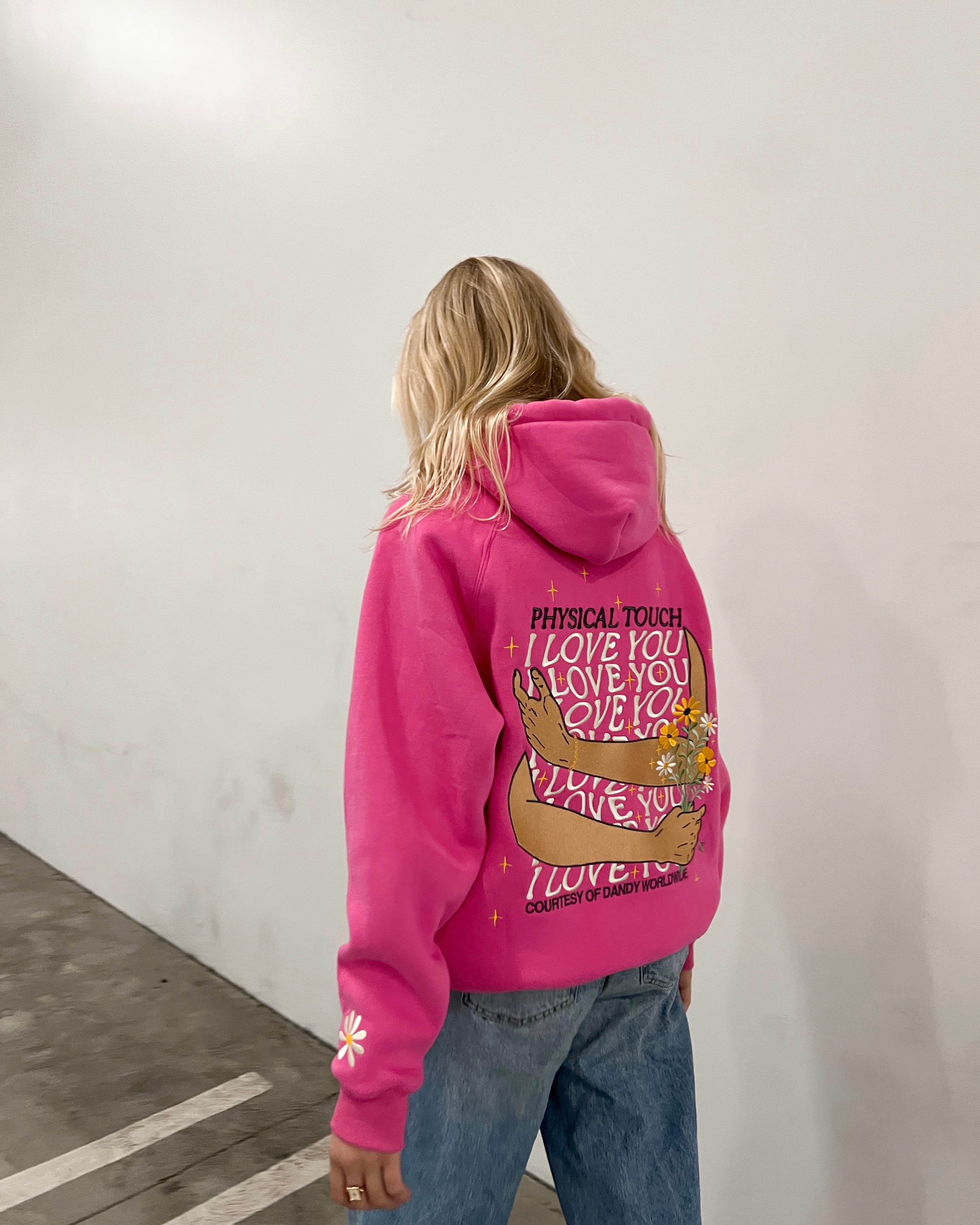 "Physical Touch" Oversized Lux Hoodie in Hot Pink