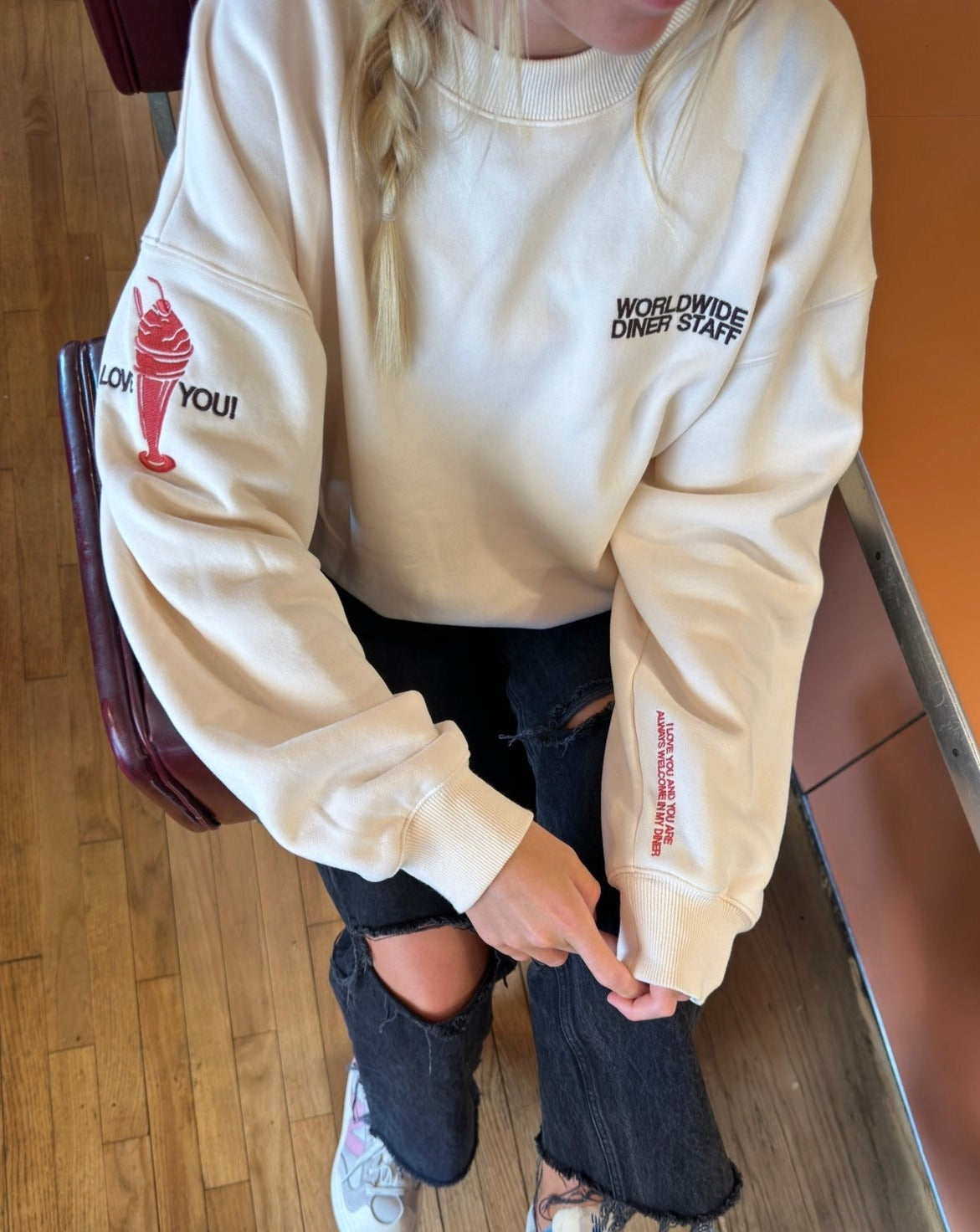 "Diner" Crew Neck in Cream