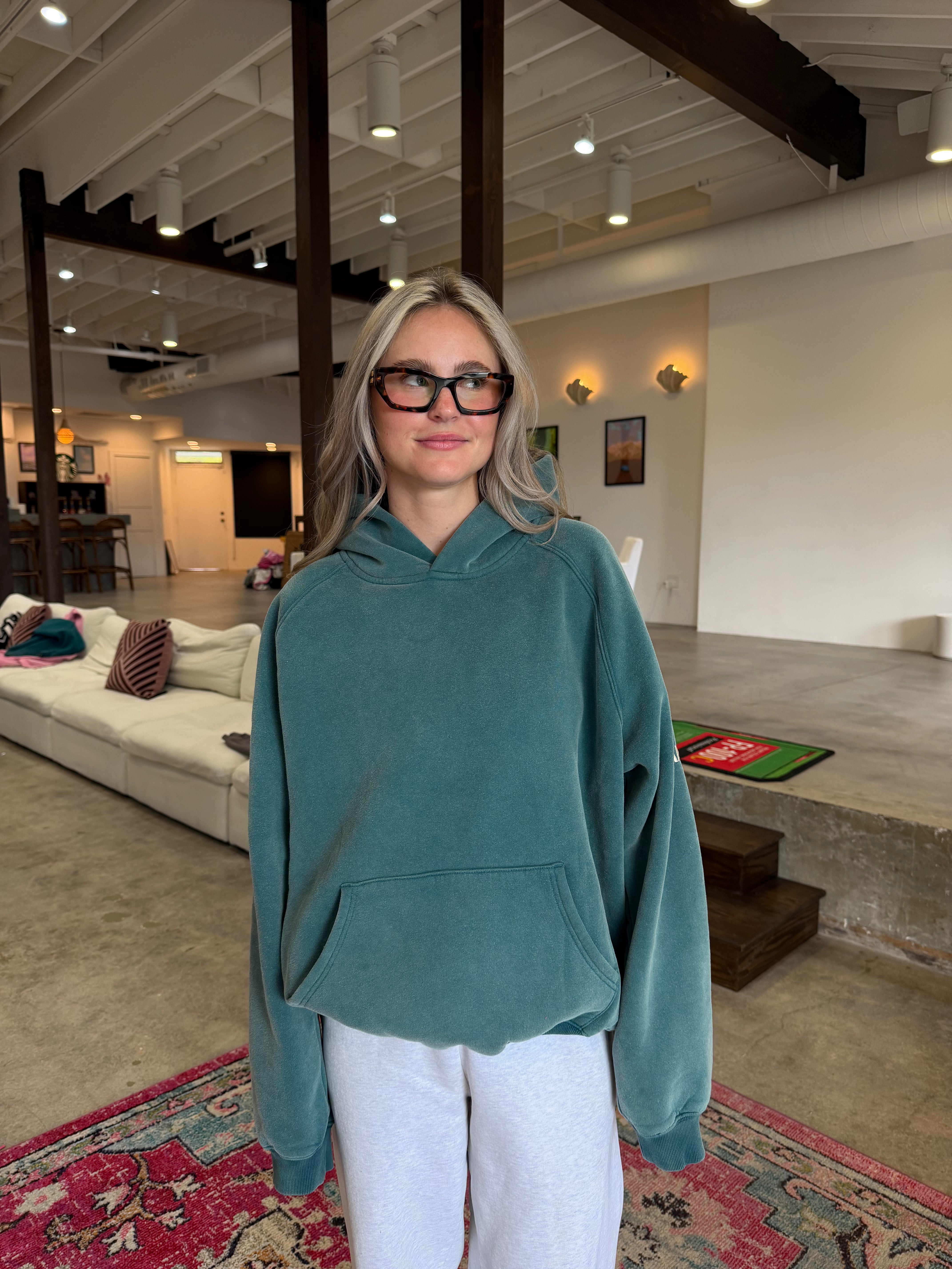"Basics" Oversized Lux Hoodie in Pine Green