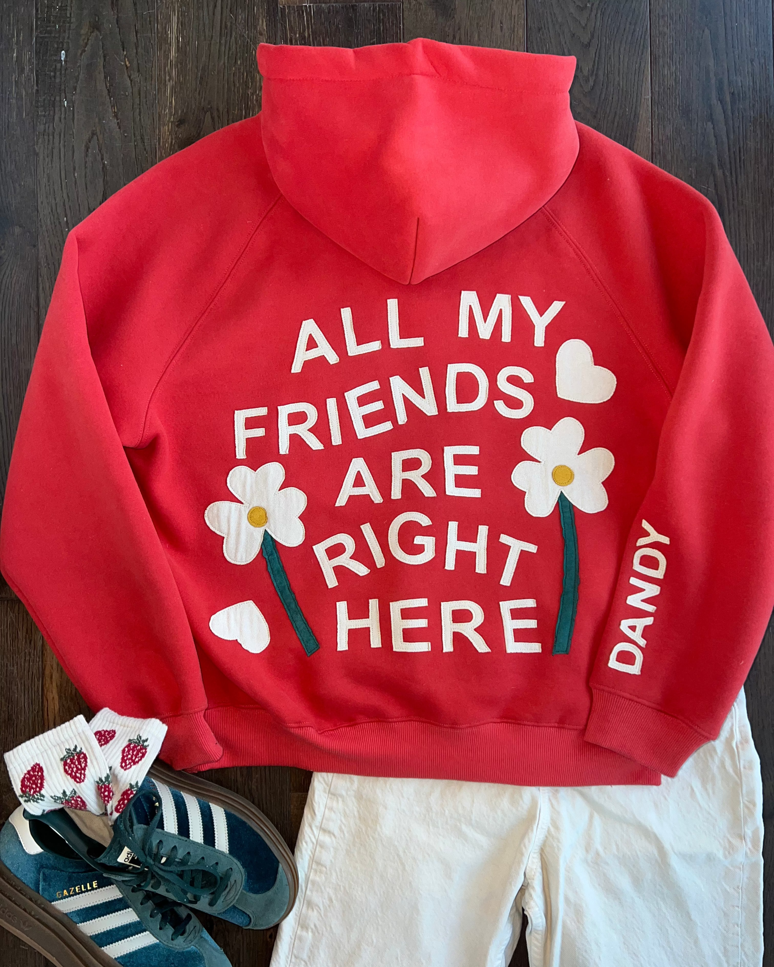 "All my Friends" Oversized Lux Hoodie in Red