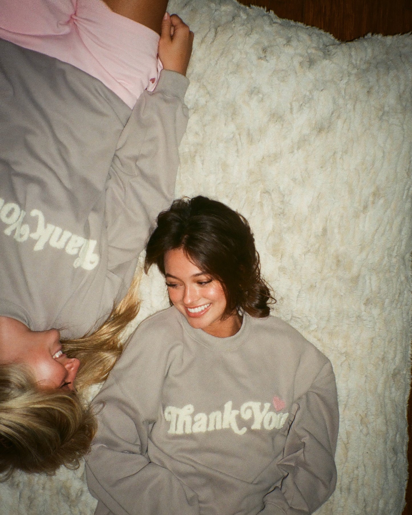 "Thank You" Embroidered Crew Neck in Light Grey