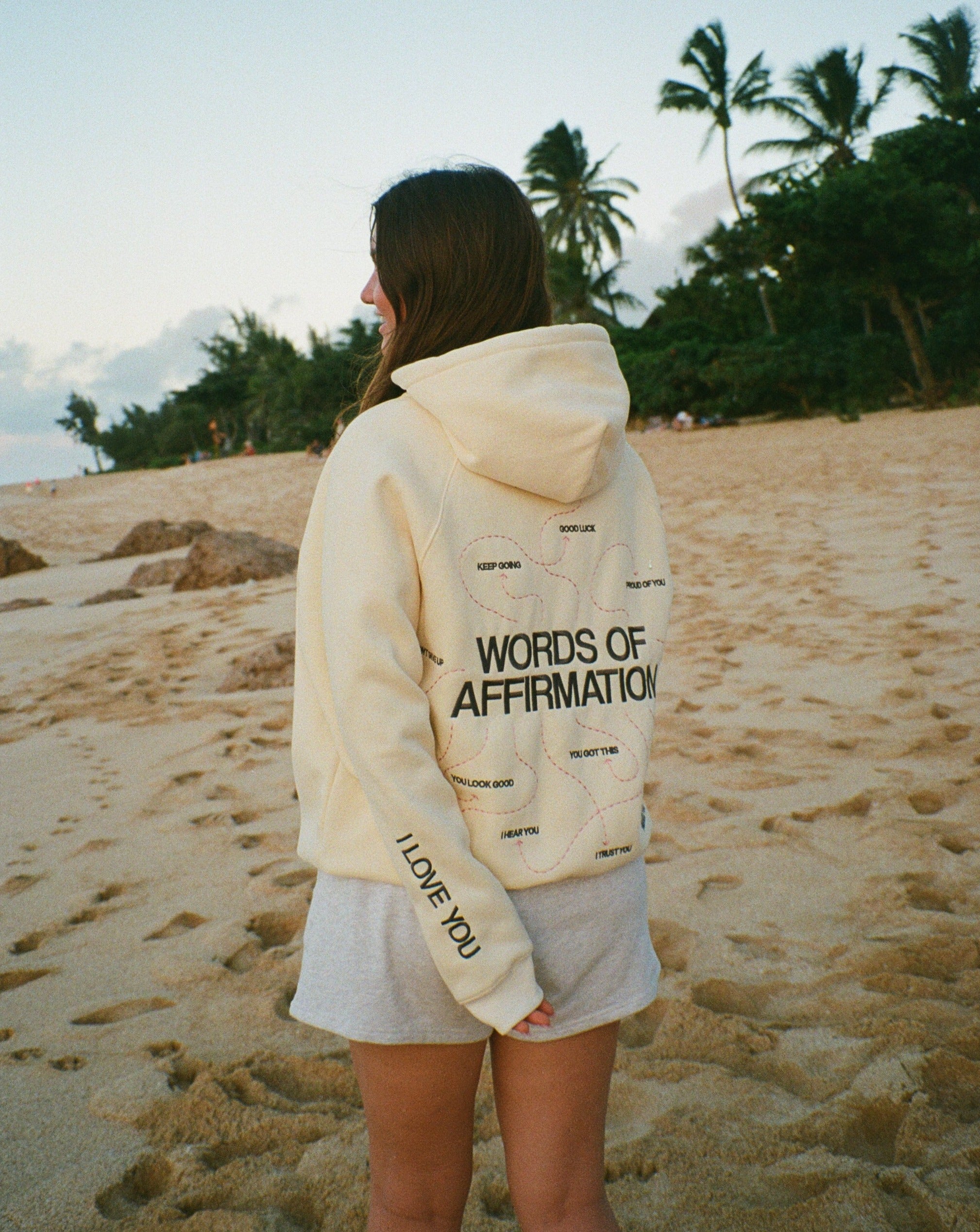 "Words of Affirmation" Oversized Lux Hoodie in Cream