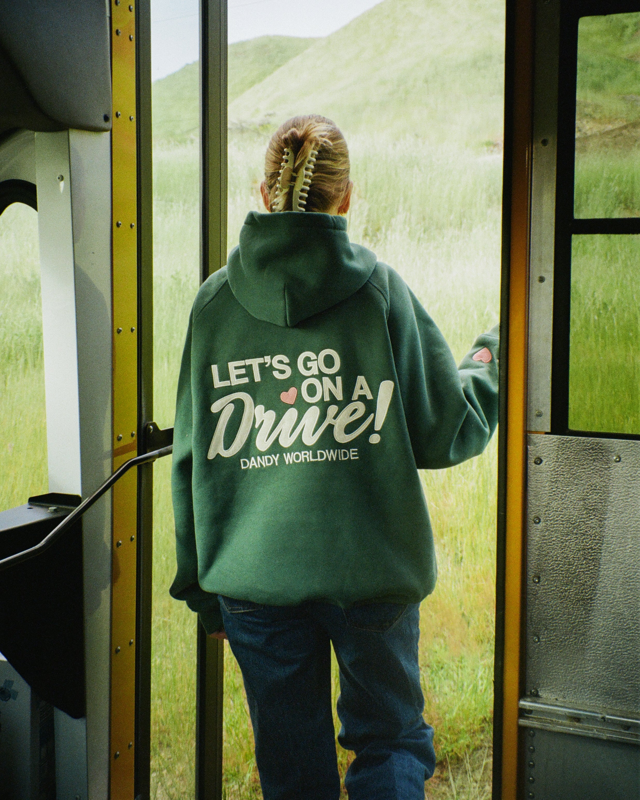 "Let's Go on a Drive" Oversized Lux Hoodie in Green