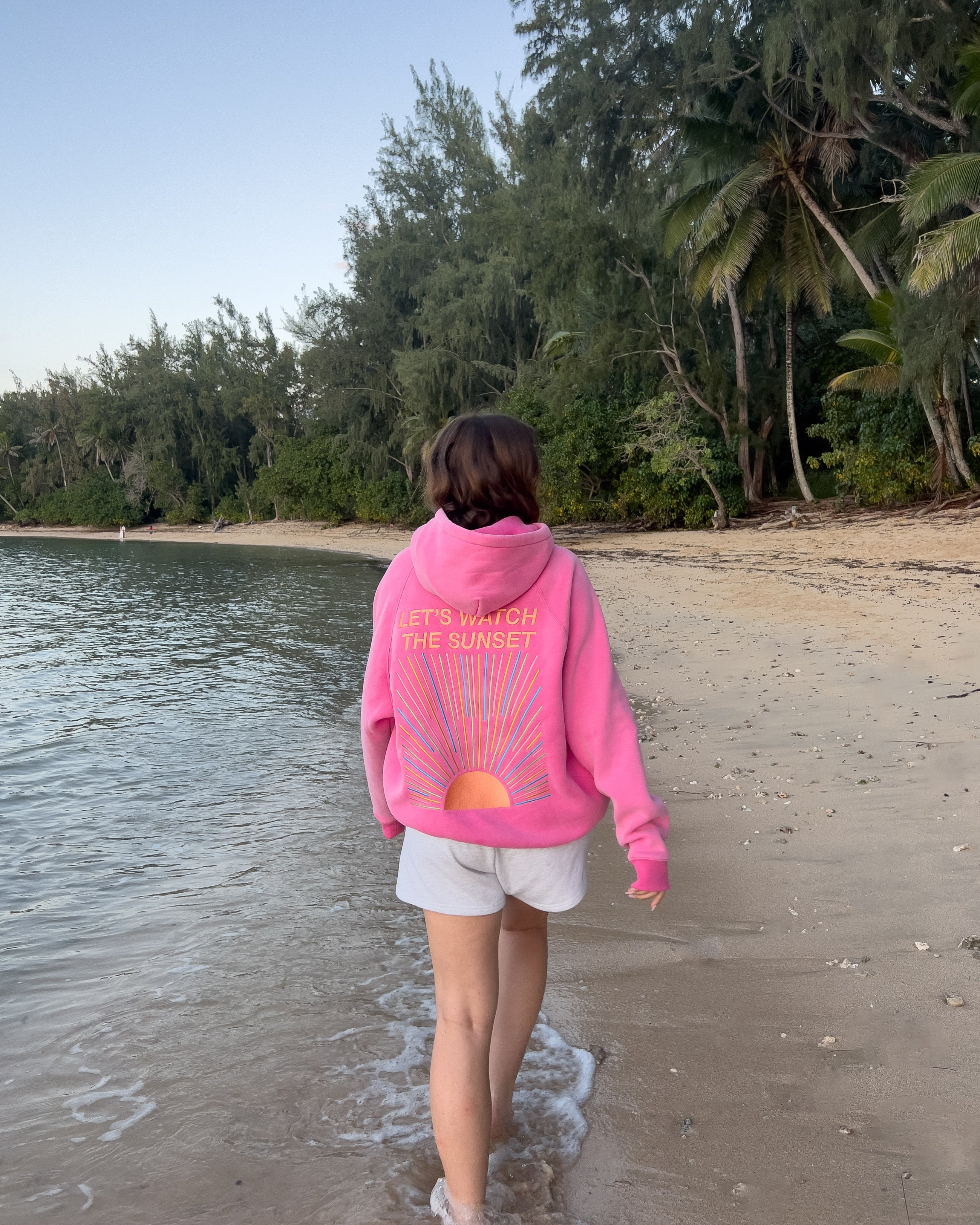 Lets Watch The Sunset Oversized Lux Hoodie In Vintage Washed Pink 