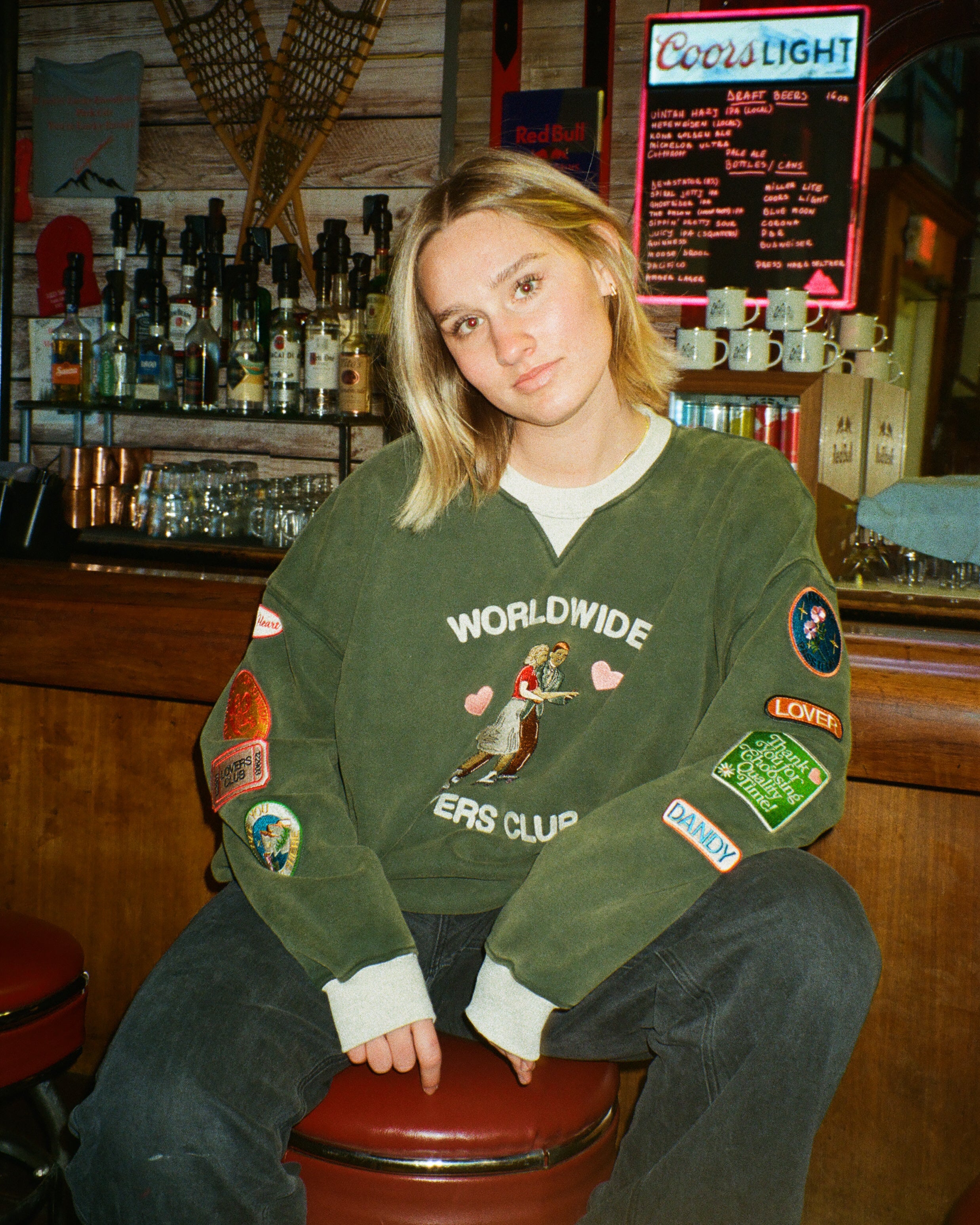 "Lovers Club" Crew Neck in Vintage Washed Green