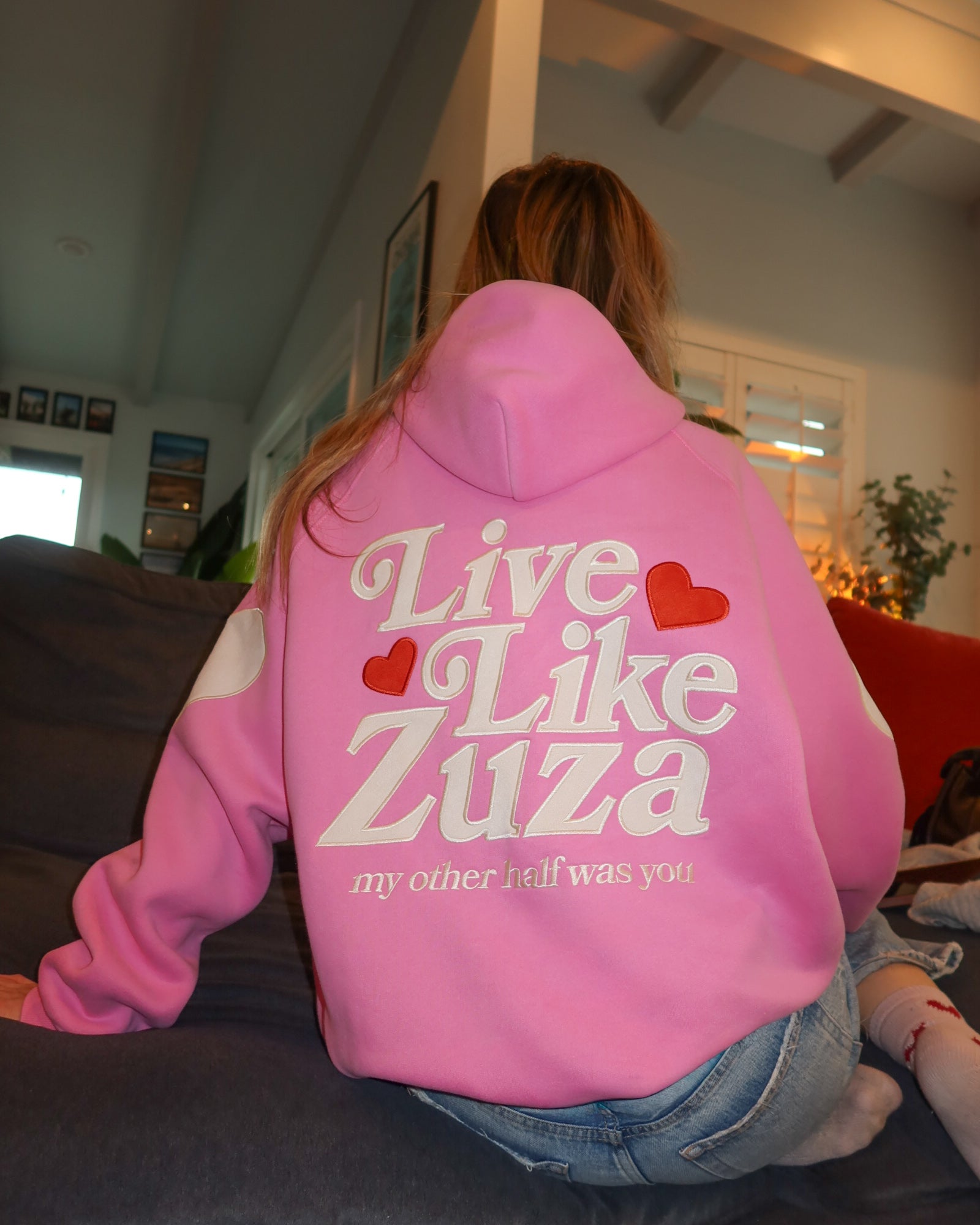 "Live Like Zuza" Oversized Lux Hoodie in Pink (LIMITED)