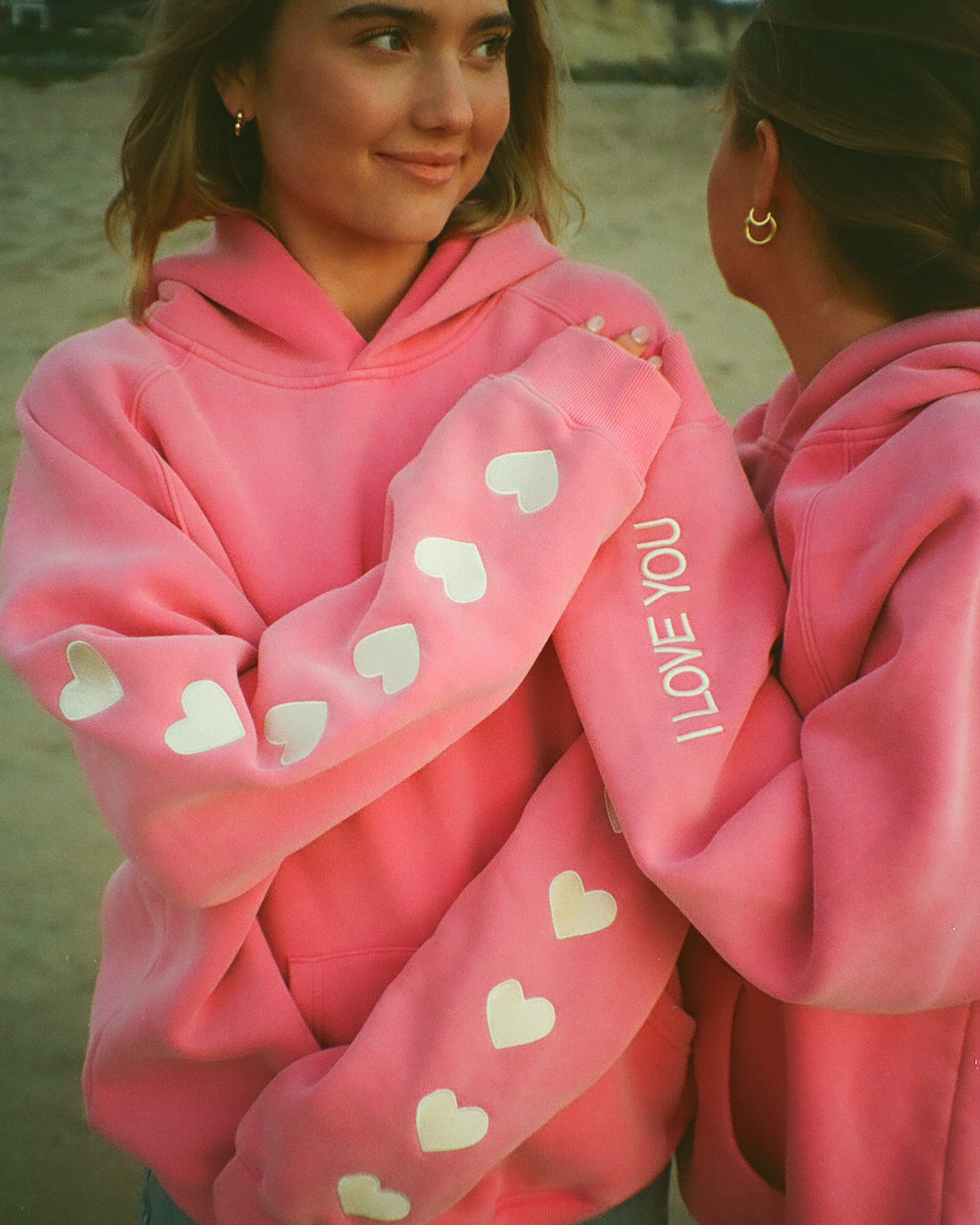 "Heart on My Sleeve" Oversized Lux Hoodie in Vintage Washed Pink