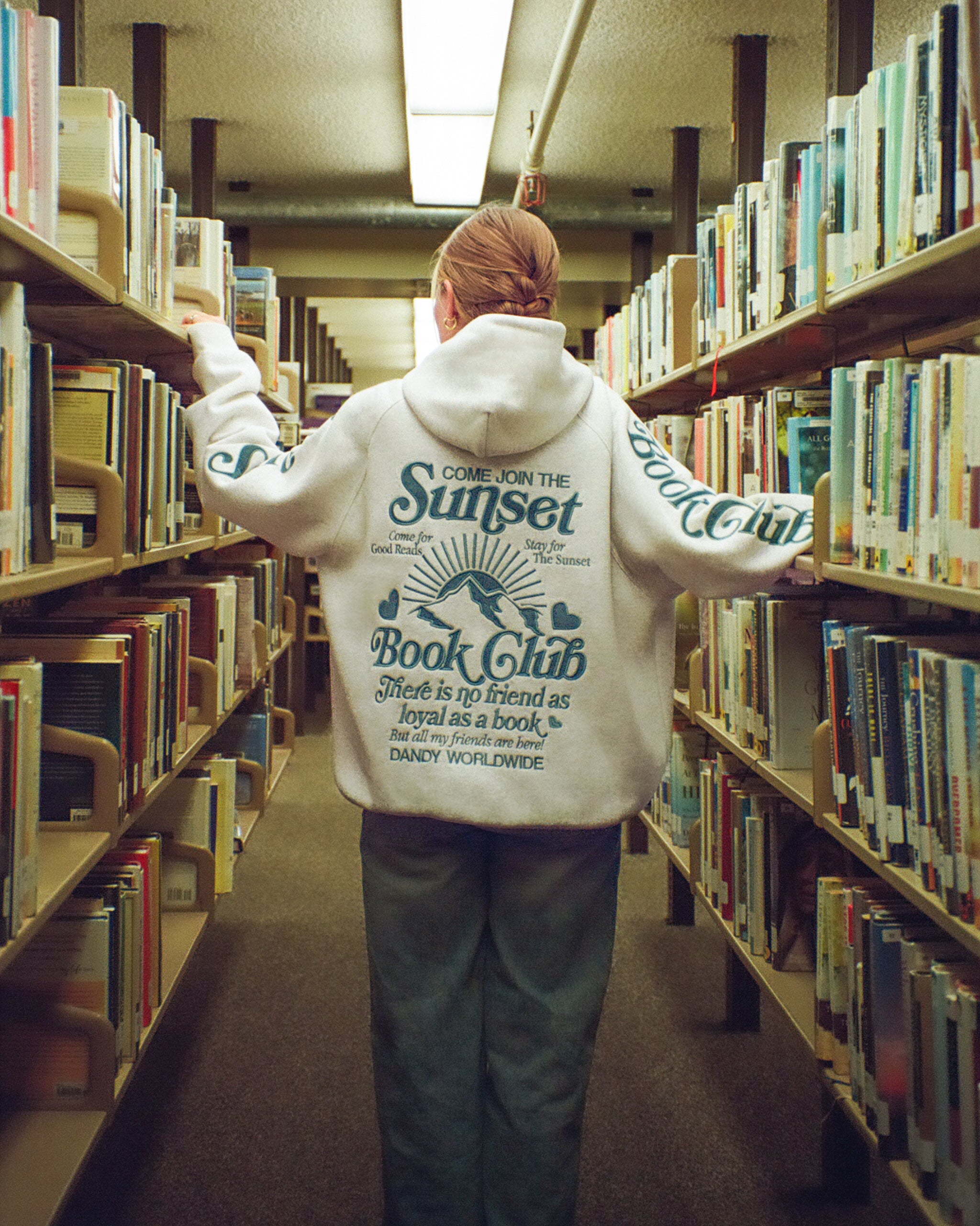 "Book Club" Oversized Lux Hoodie in Heather Gray and Blue