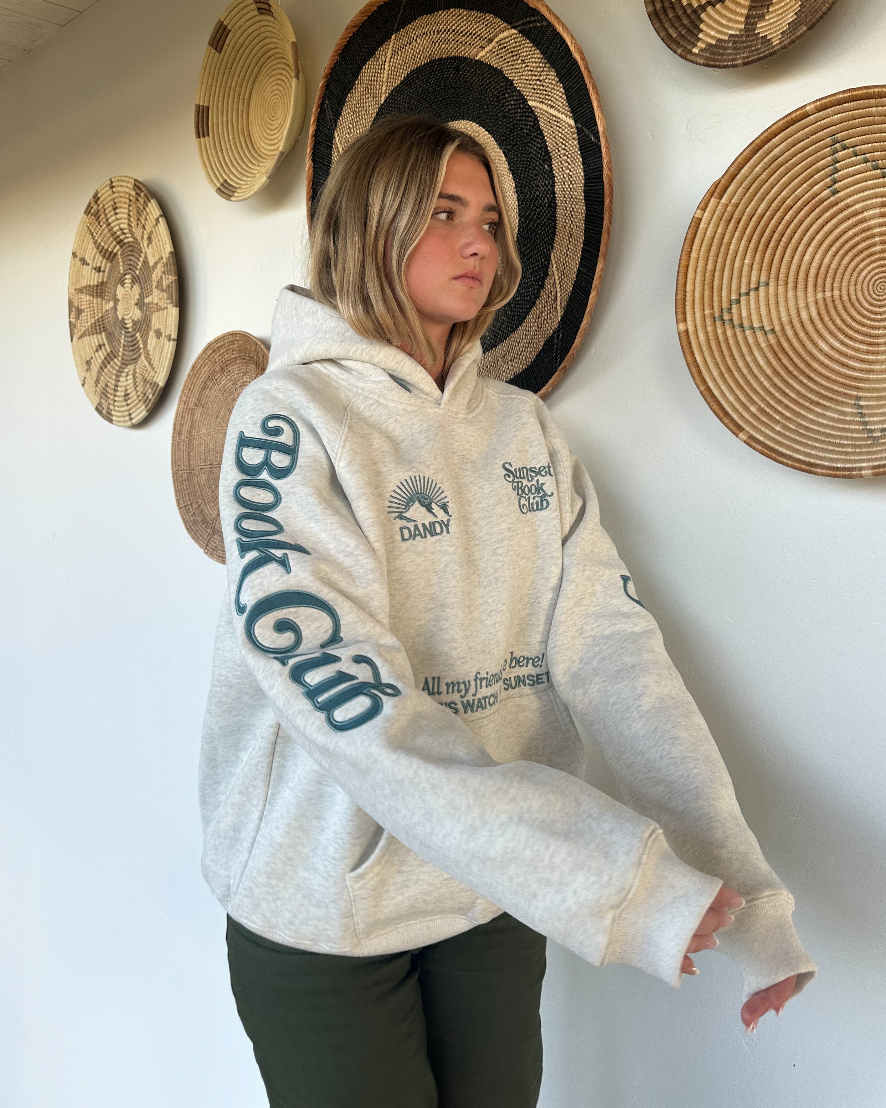 "Book Club" Oversized Lux Hoodie in Heather Gray and Blue