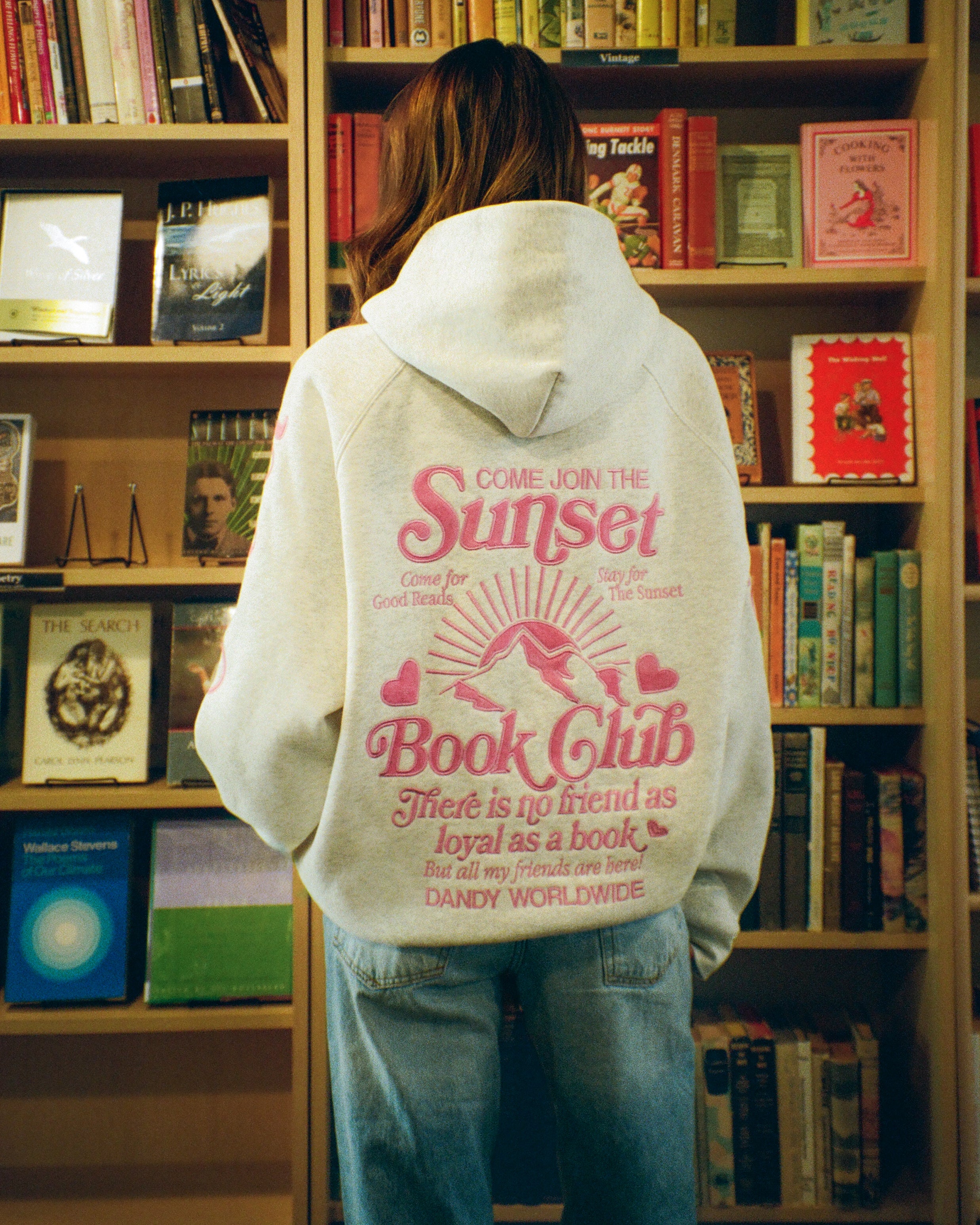 "Book Club" Oversized Lux Hoodie in Heather Gray and Pink