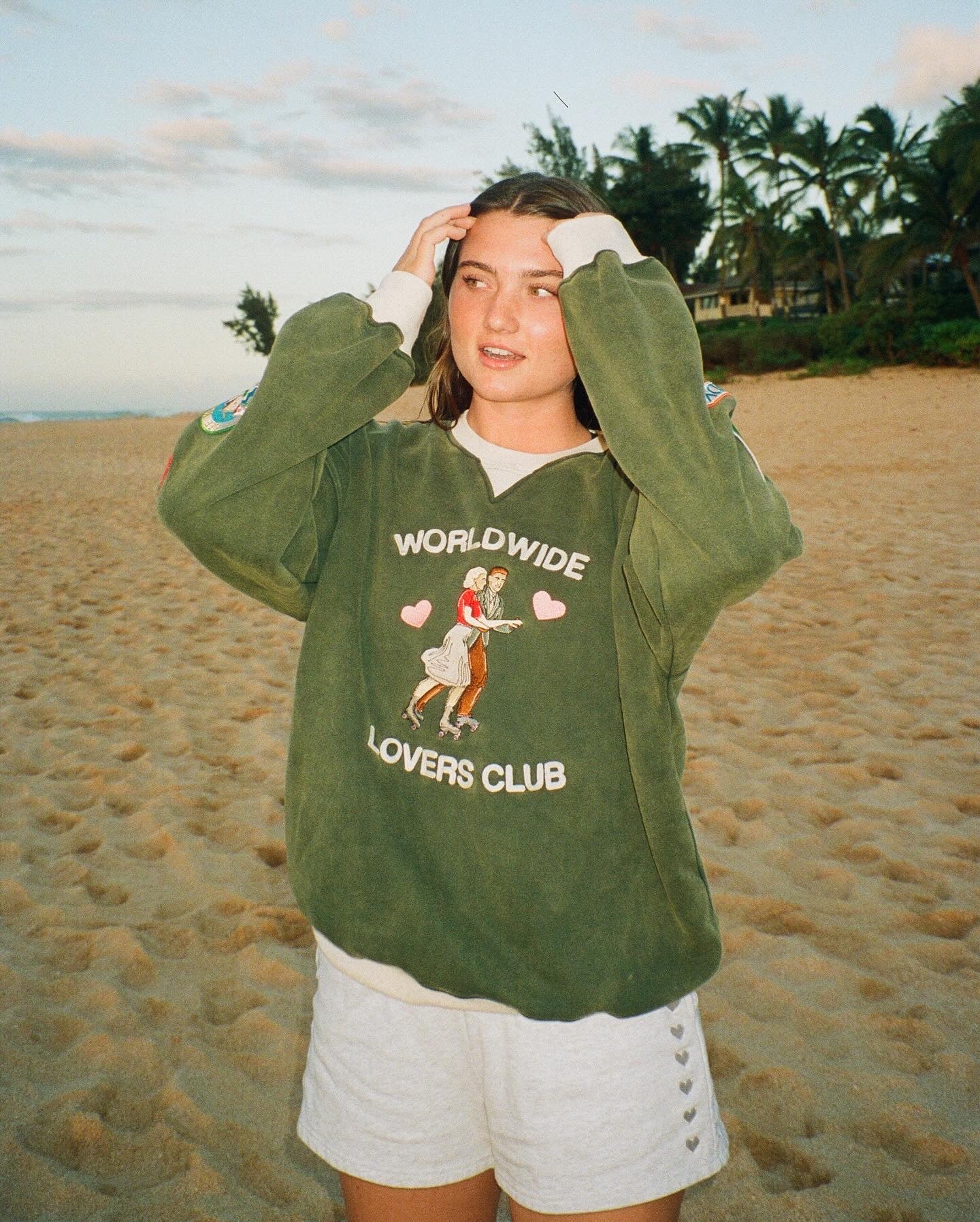"Lovers Club" Crew Neck in Vintage Washed Green
