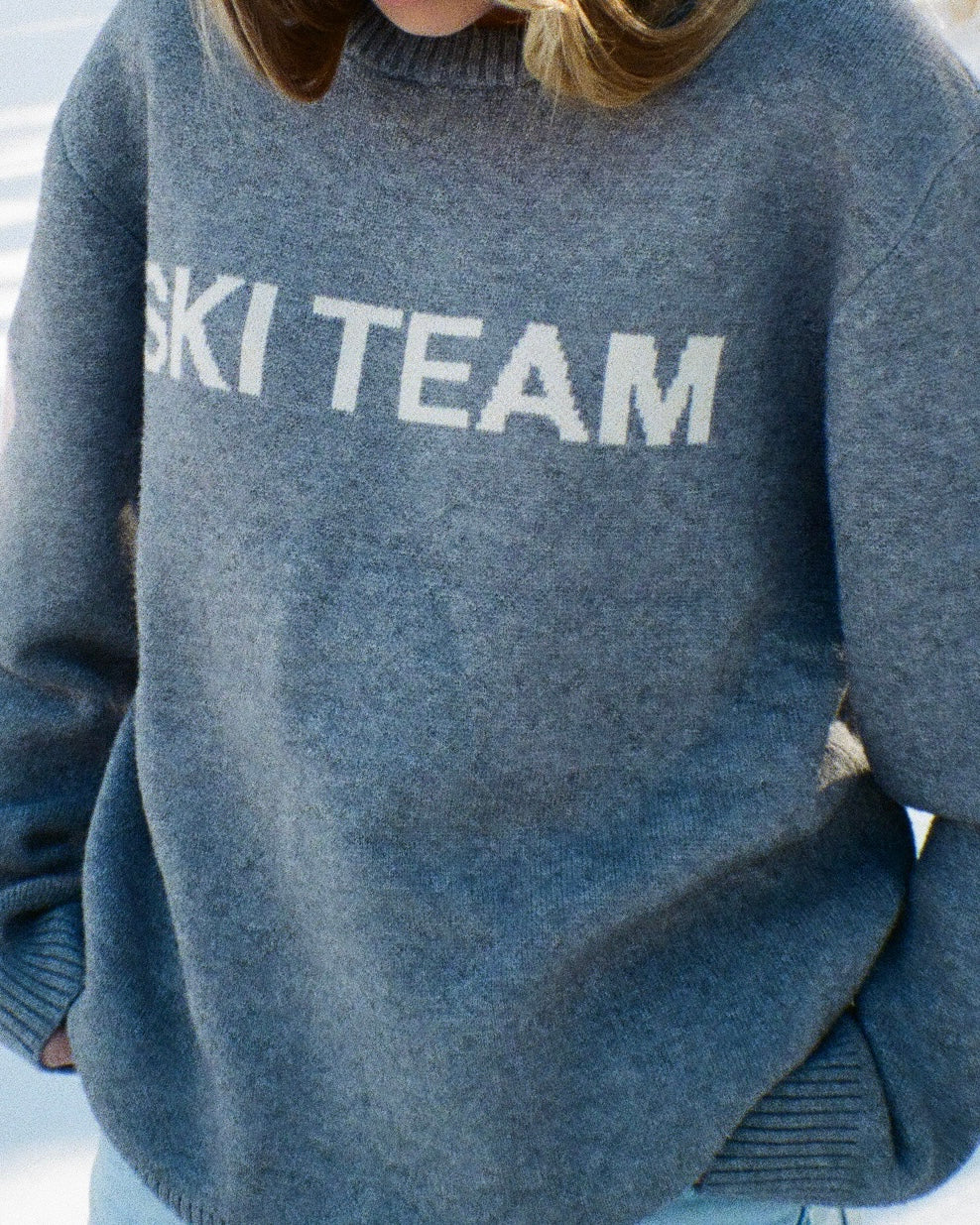 "Ski Team" Knit Sweater in Gray