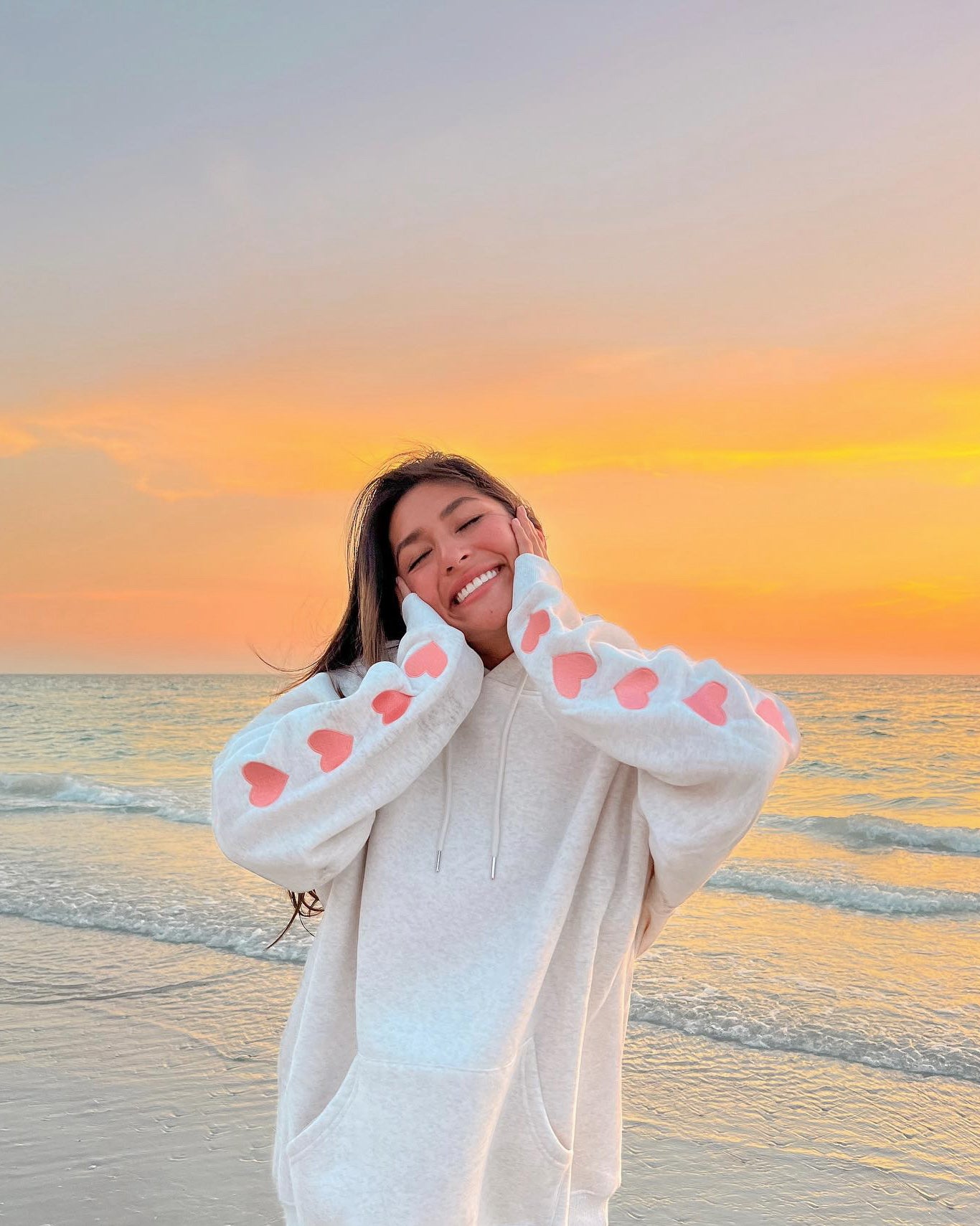 "Heart on My Sleeve" Oversized Lux Hoodie in Heather Gray