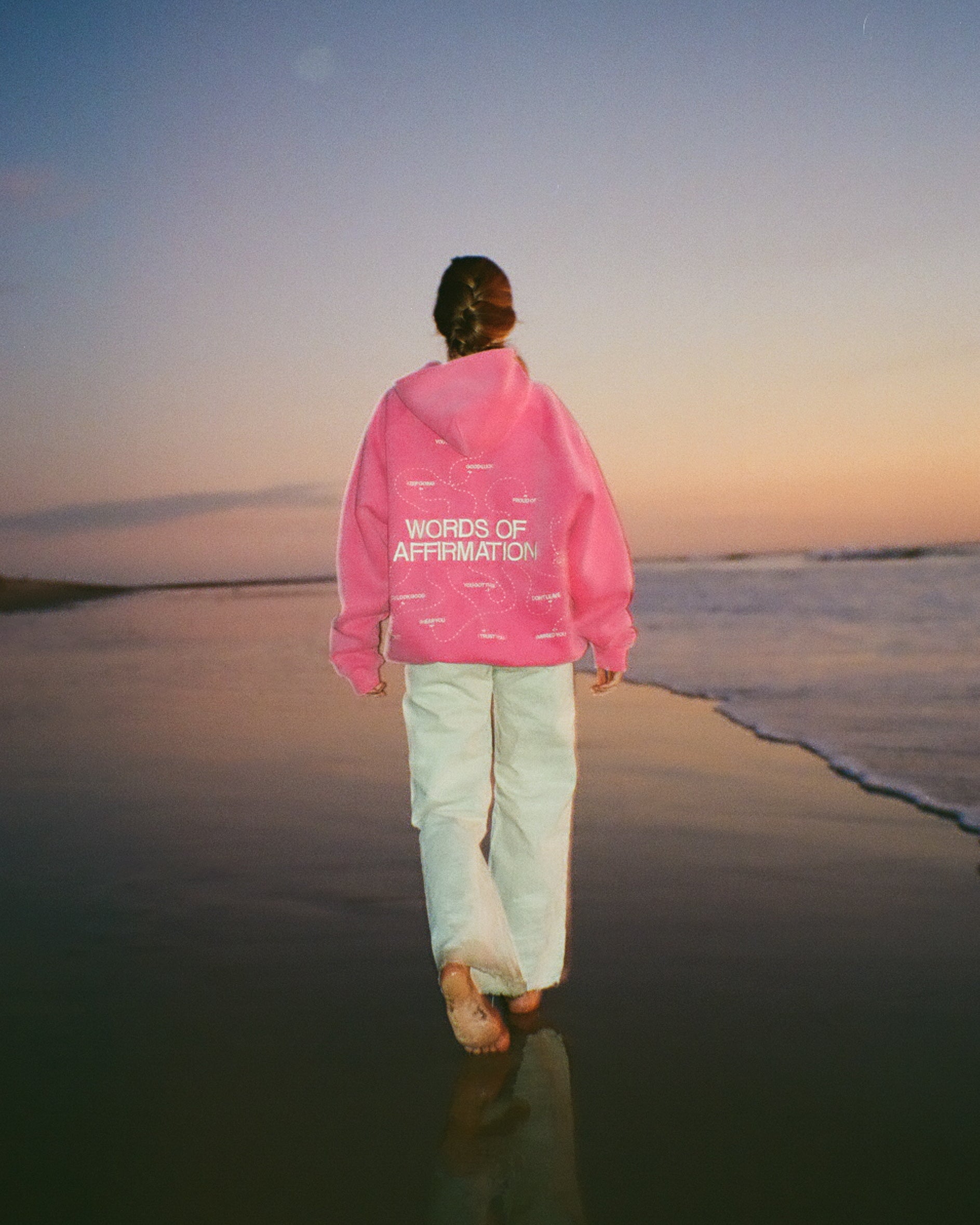 "Words of Affirmation" Oversized Lux Hoodie in Vintage Washed Pink