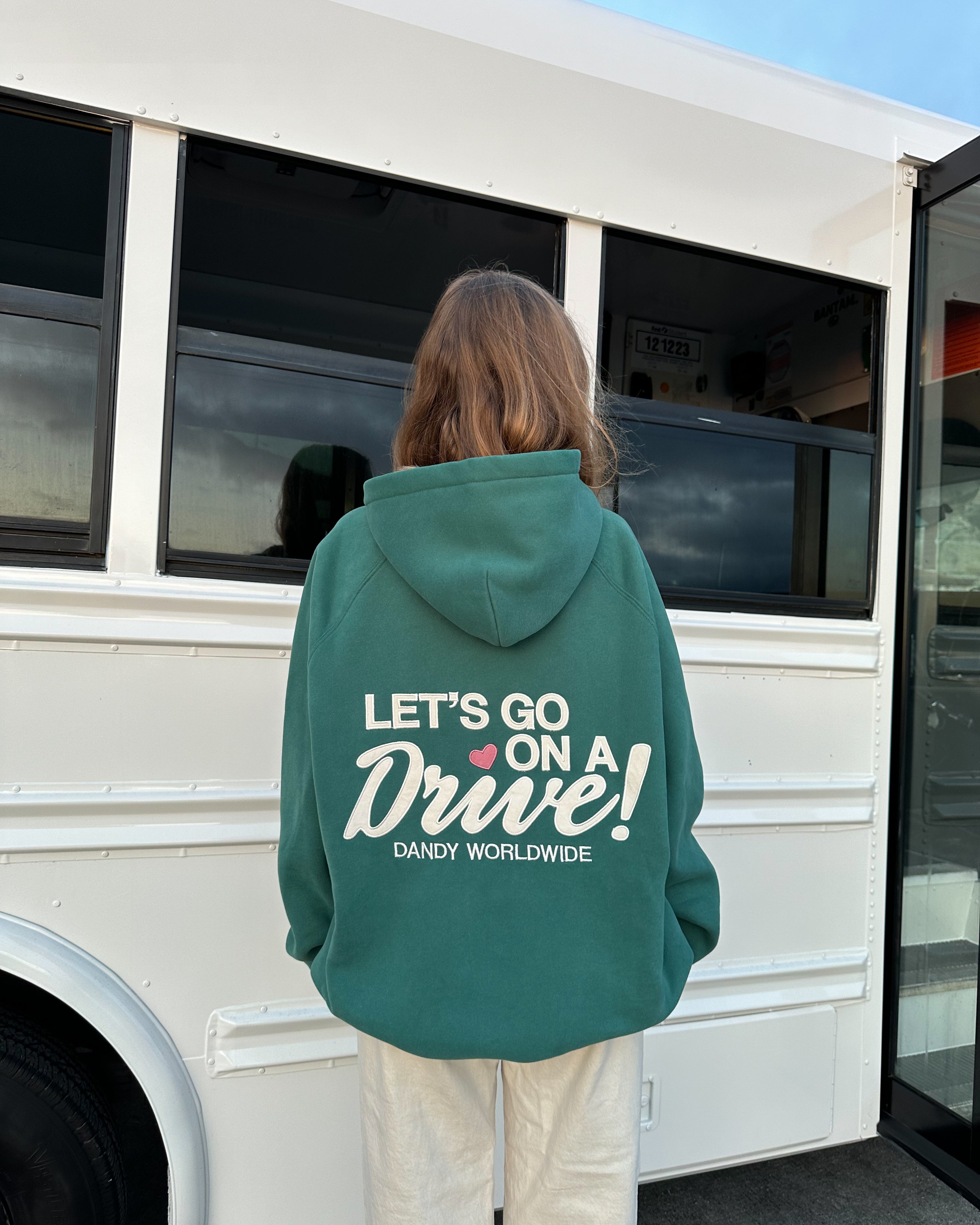 "Let's Go on a Drive" Oversized Lux Hoodie in Green