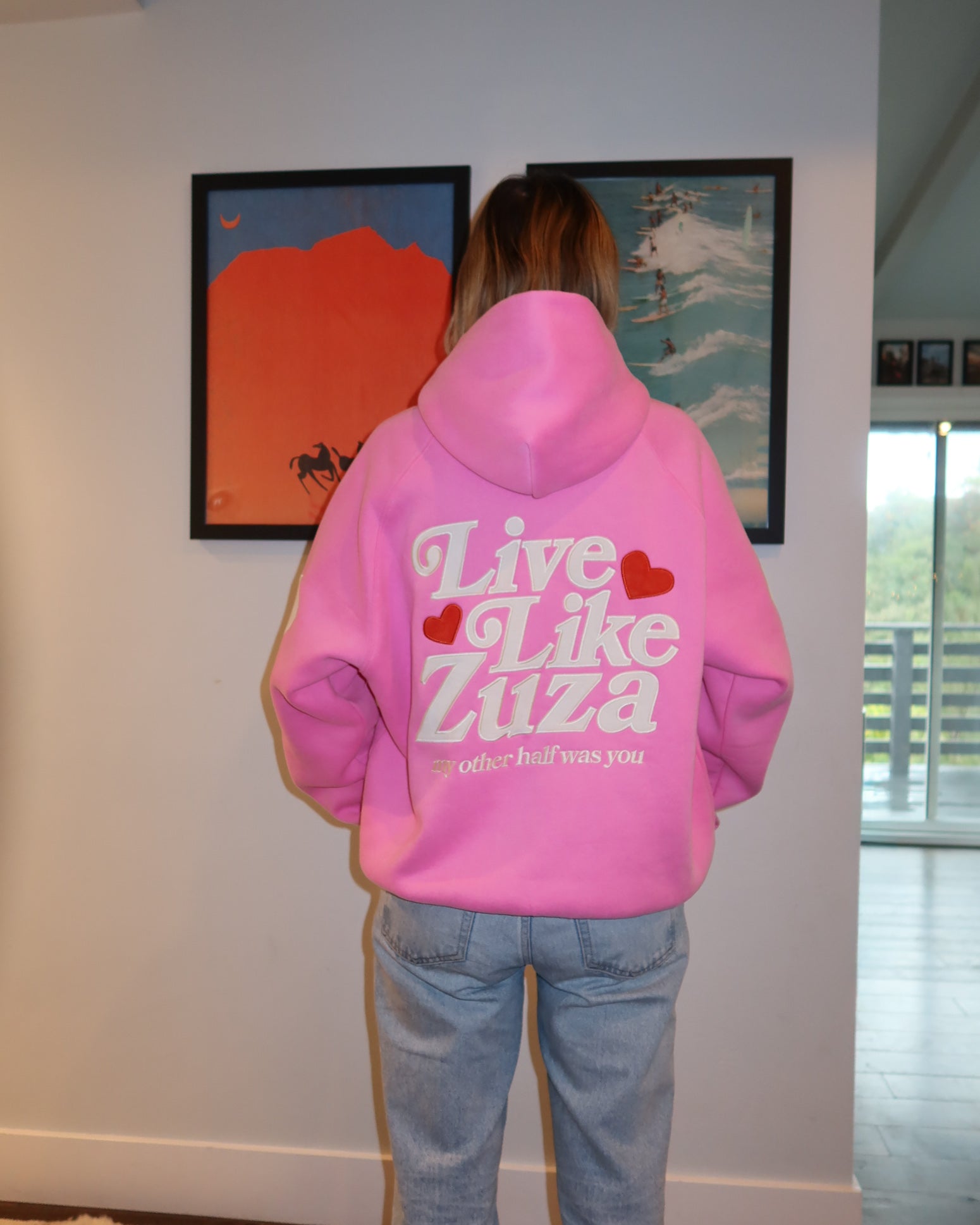 "Live Like Zuza" Oversized Lux Hoodie in Pink (LIMITED)