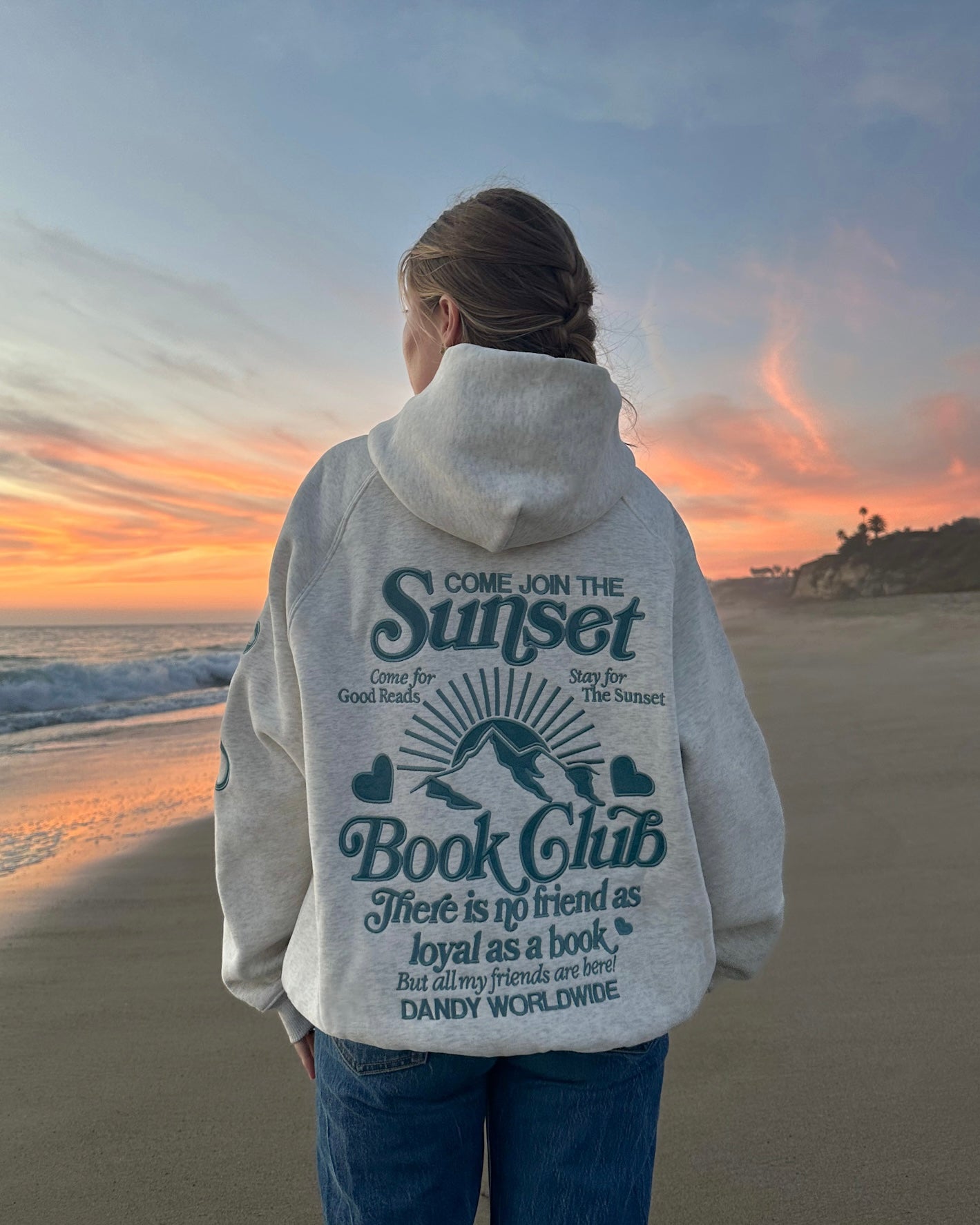 "Book Club" Oversized Lux Hoodie in Heather Gray and Blue