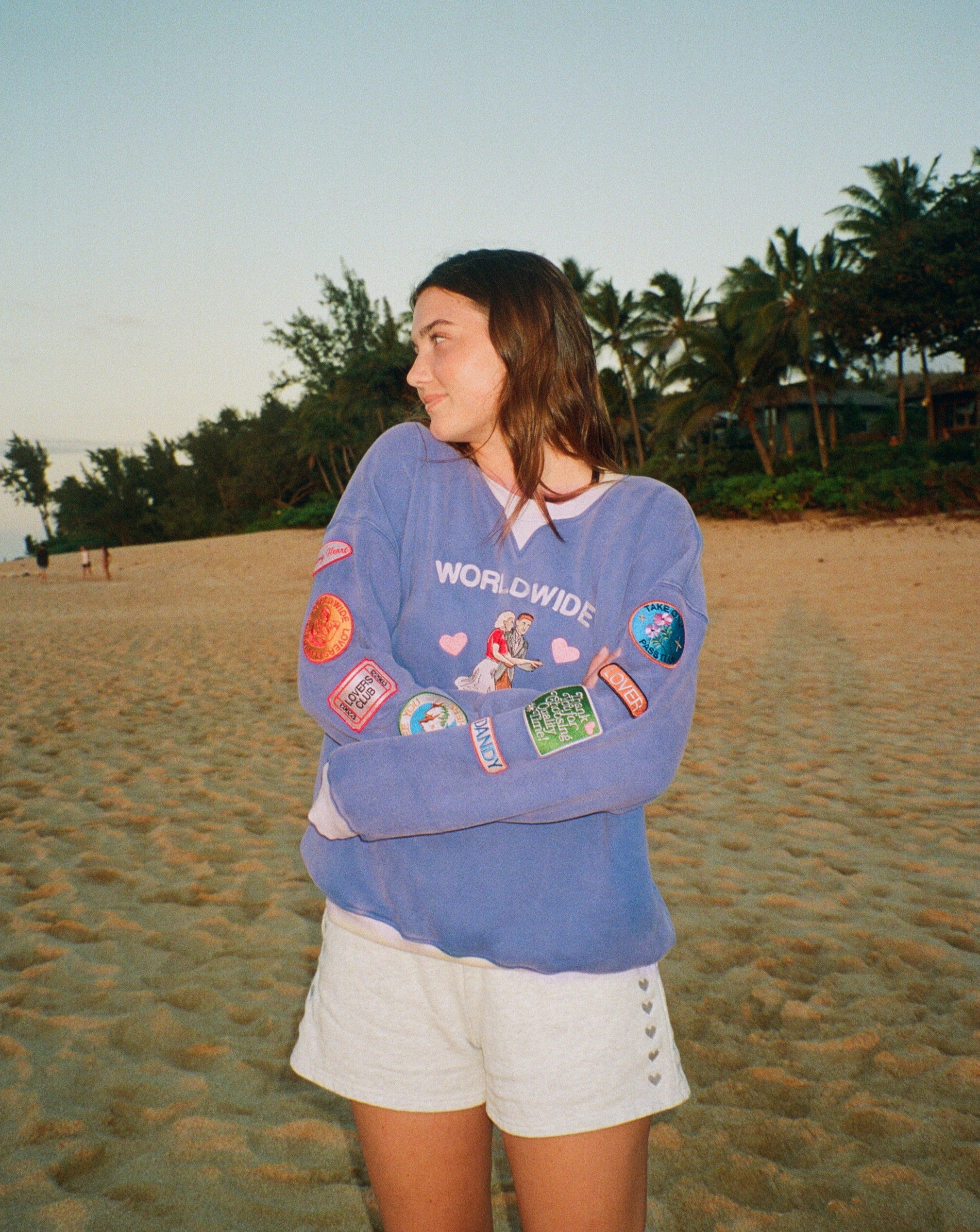 "Lovers Club" Crew Neck in Vintage Washed Blue