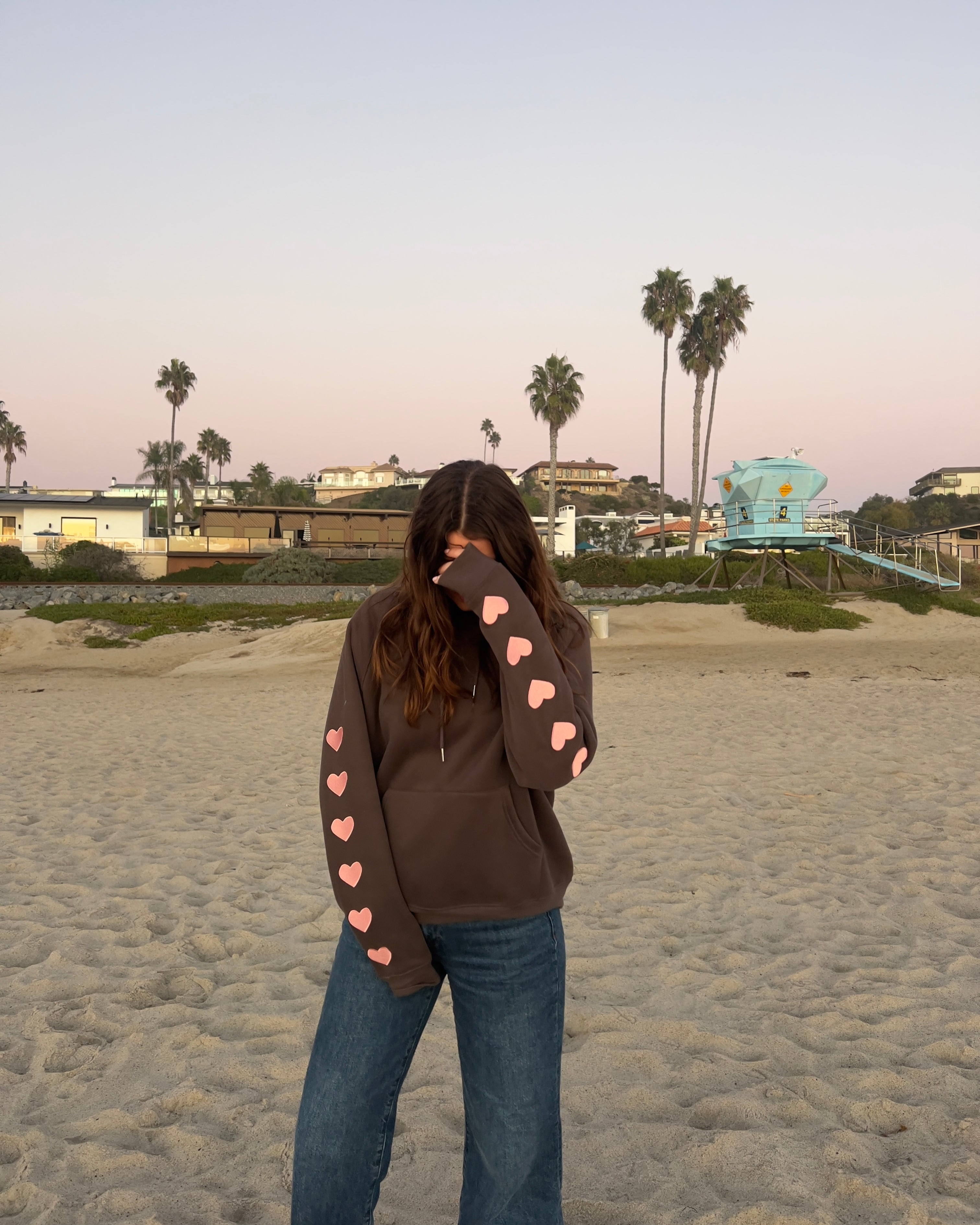 Heart on My Sleeve Oversized Lux Hoodie in Charcoal Gray