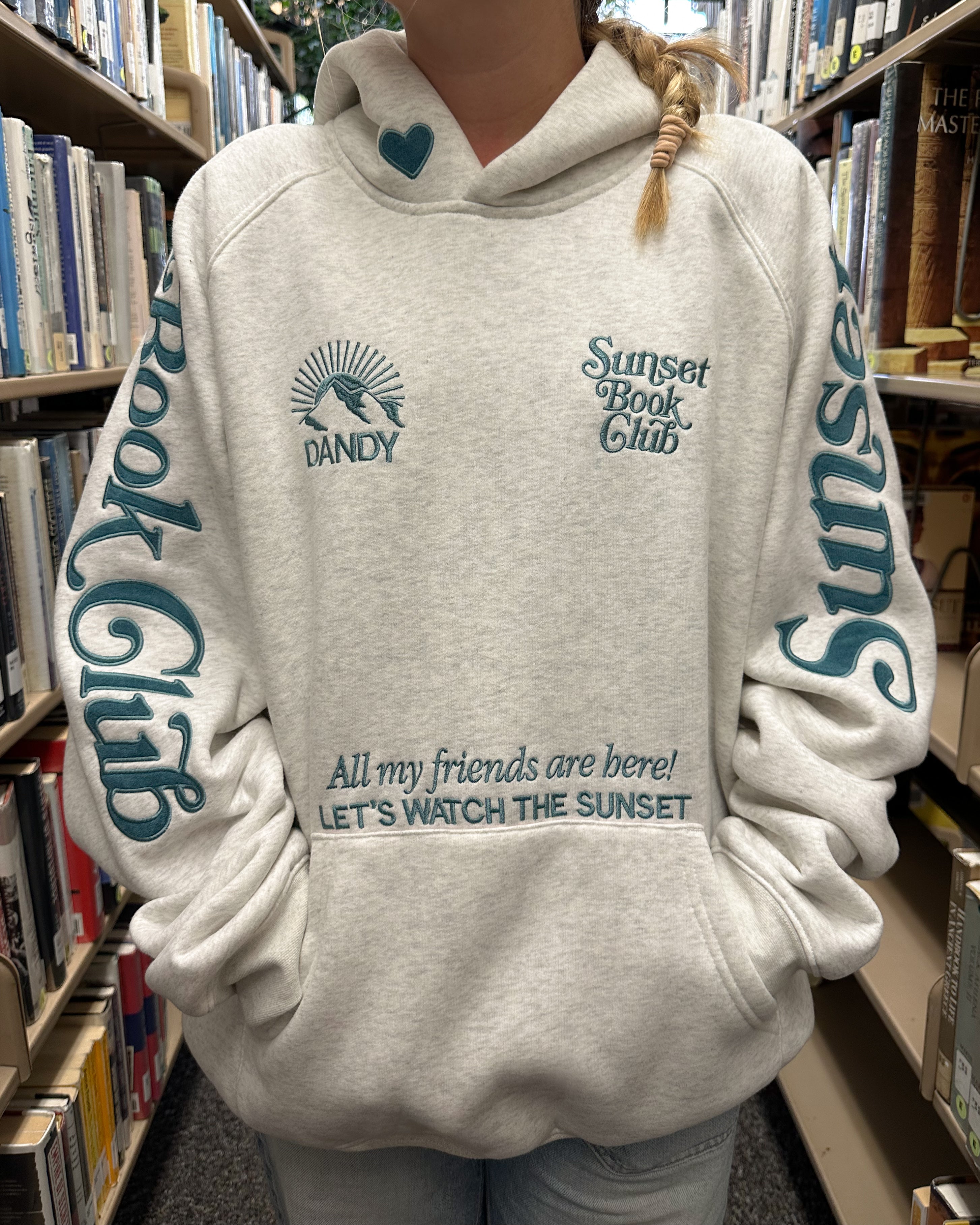 "Book Club" Oversized Lux Hoodie in Heather Gray and Blue