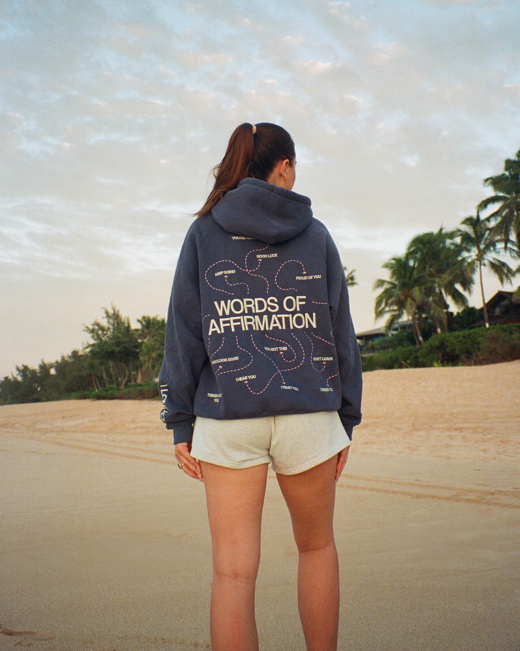 "Words of Affirmation" Oversized Lux Hoodie in Blue