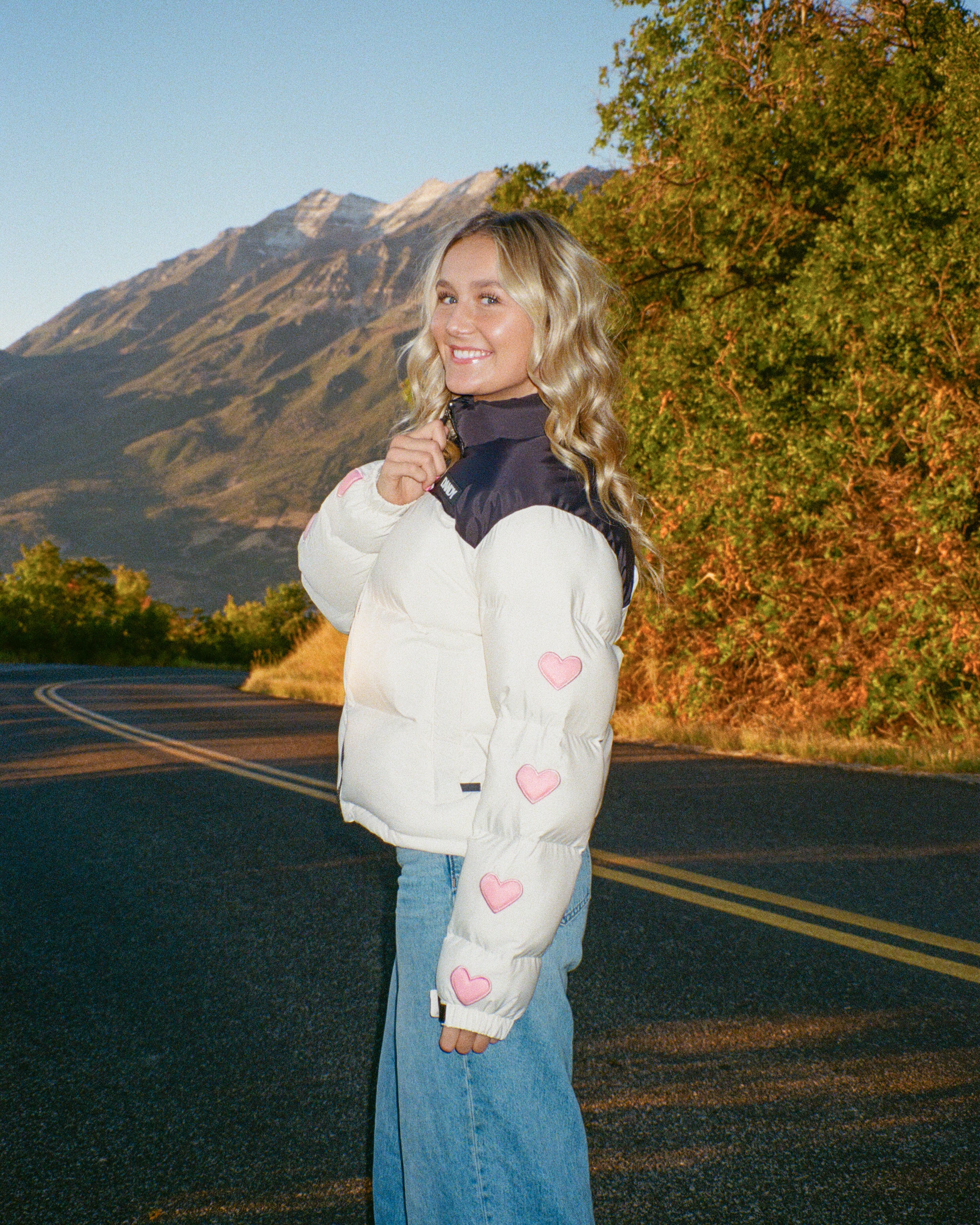 "Heart on My Sleeve" Puffer Jacket in Cream