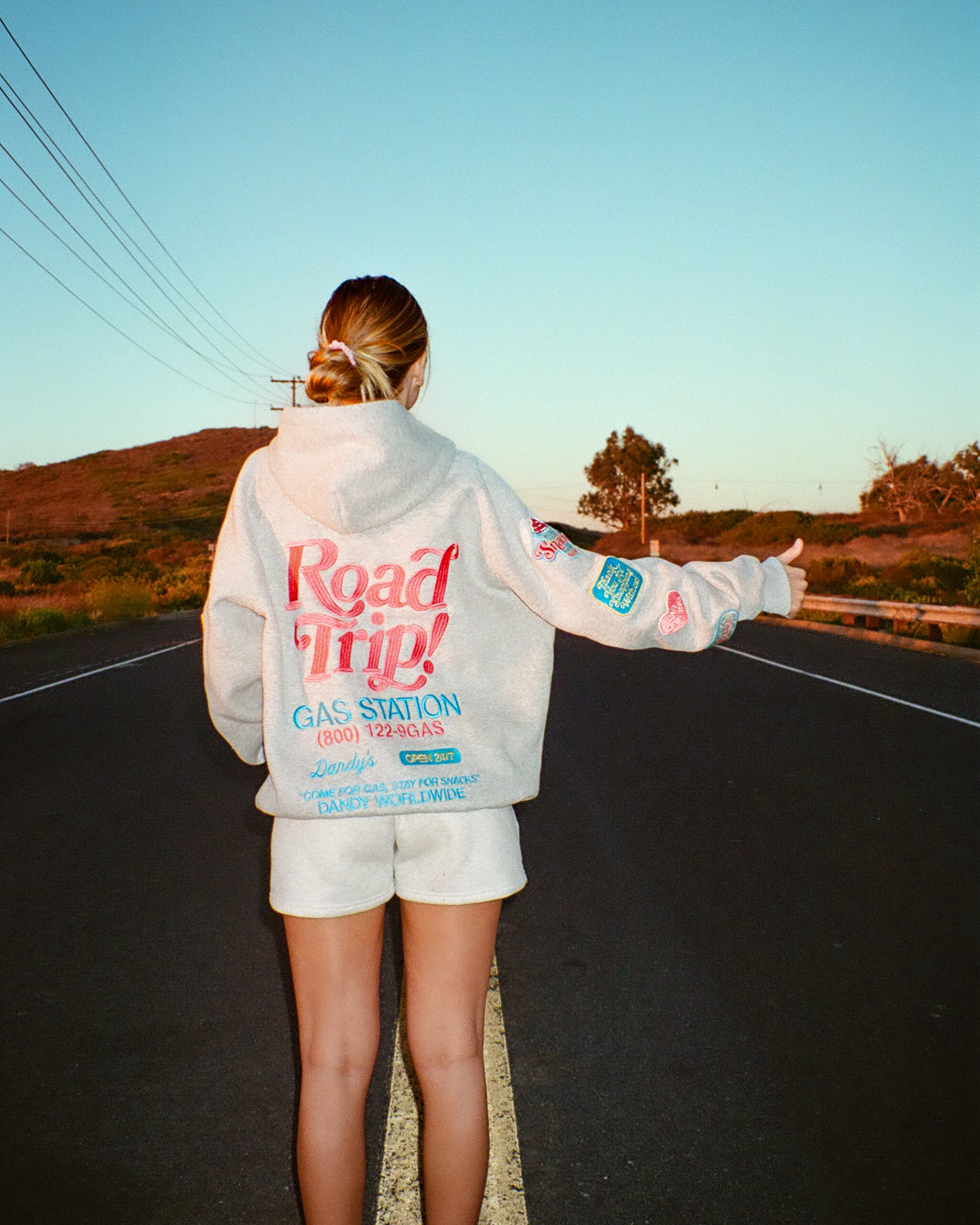 "Road Trip!" Oversized Lux Hoodie in Dark Heather