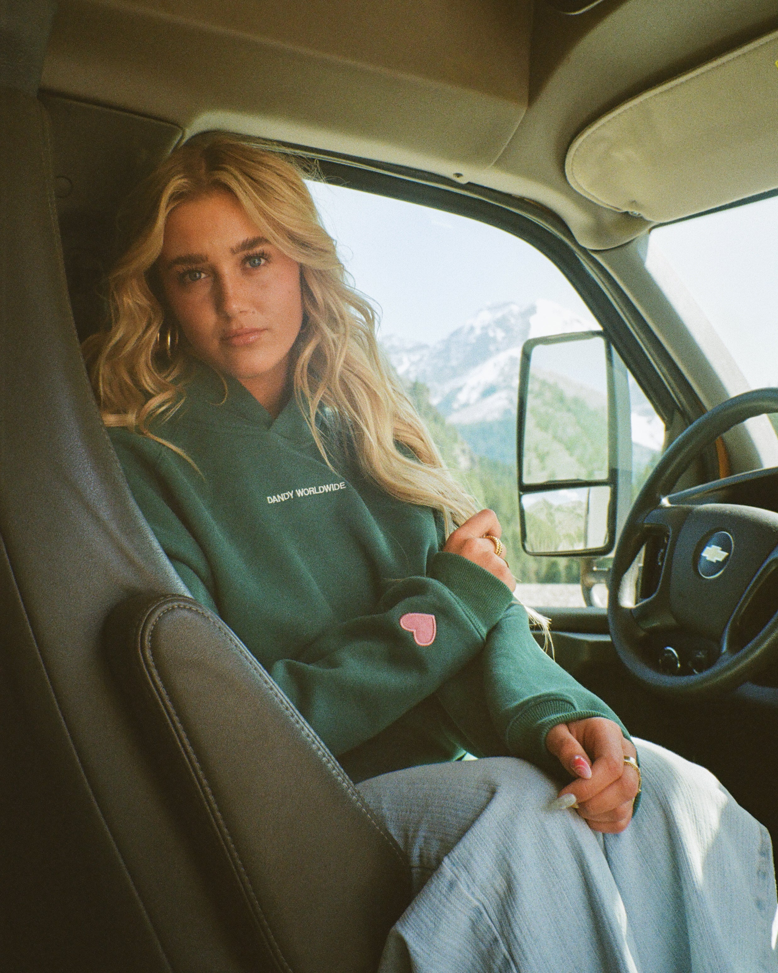 "Let's Go on a Drive" Oversized Lux Hoodie in Green